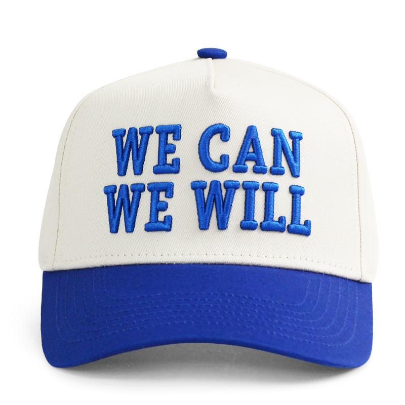 WE CAN WE WILL White Blue 3D Embroidered Baseball Cap