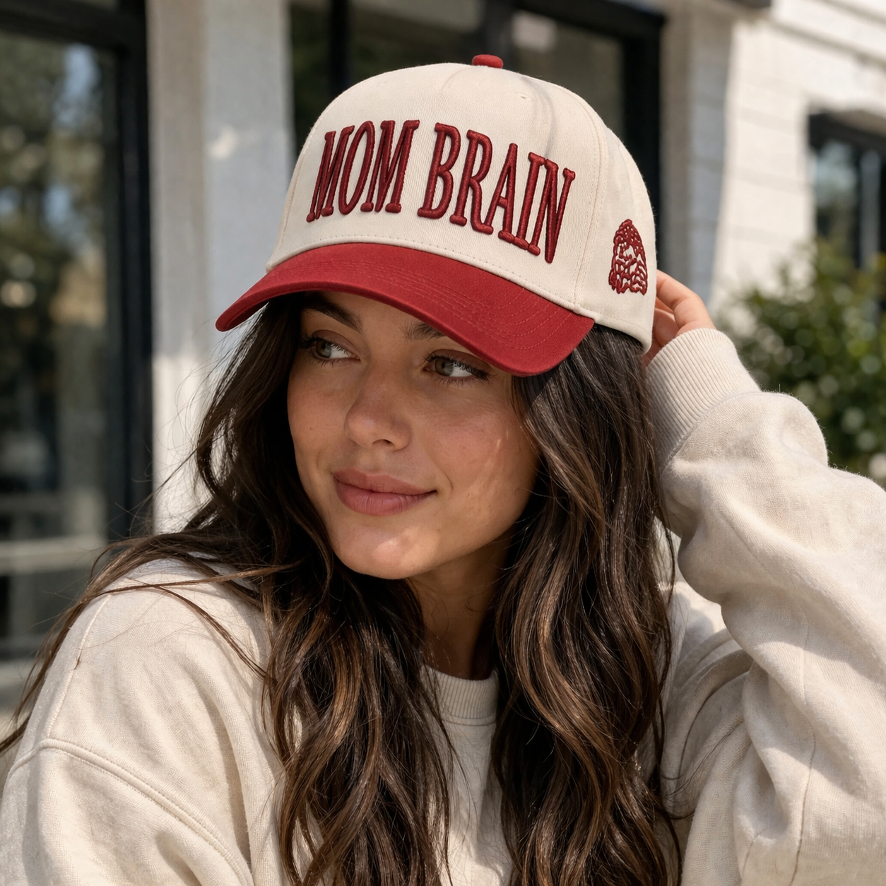 Mom Brain Embroidered Two Tone Baseball Cap Adjustable Snapback Hat