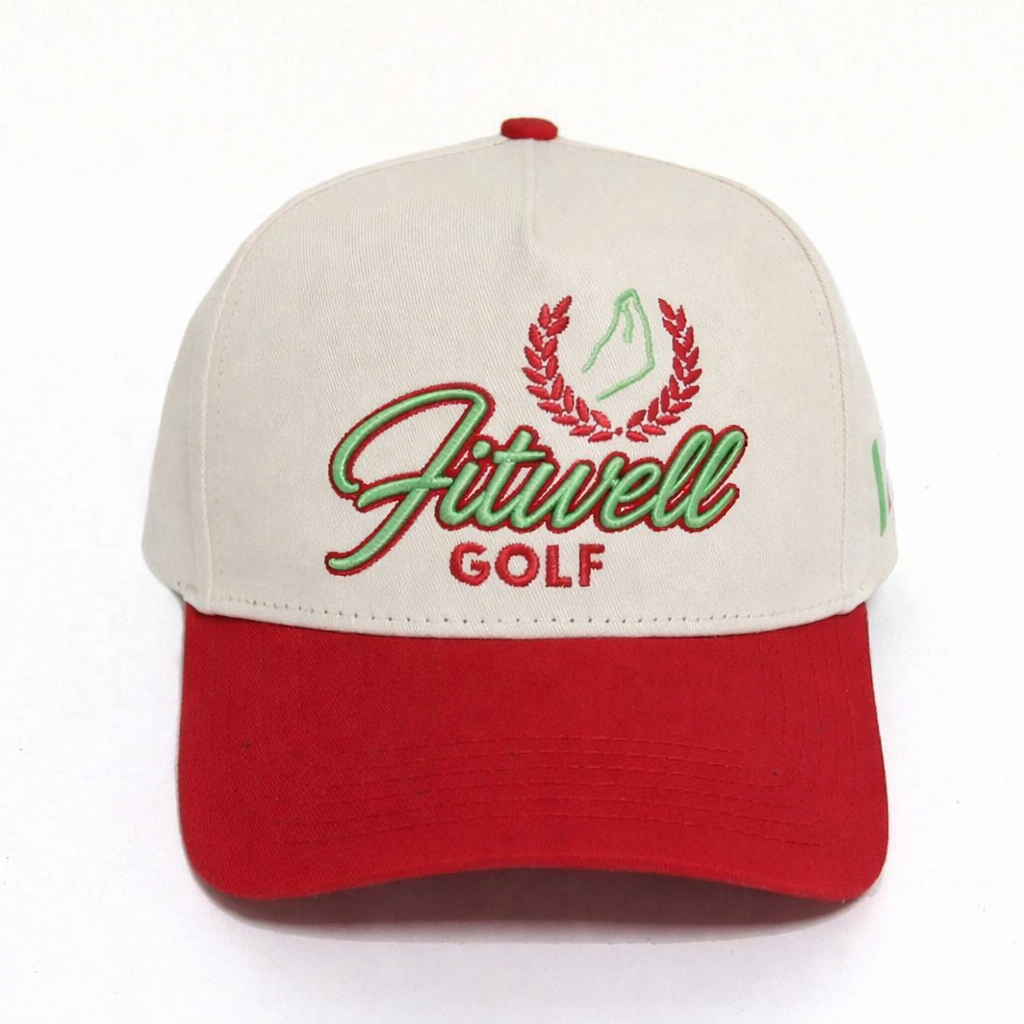 Two Tone Embroidered Golf Script Baseball Cap
