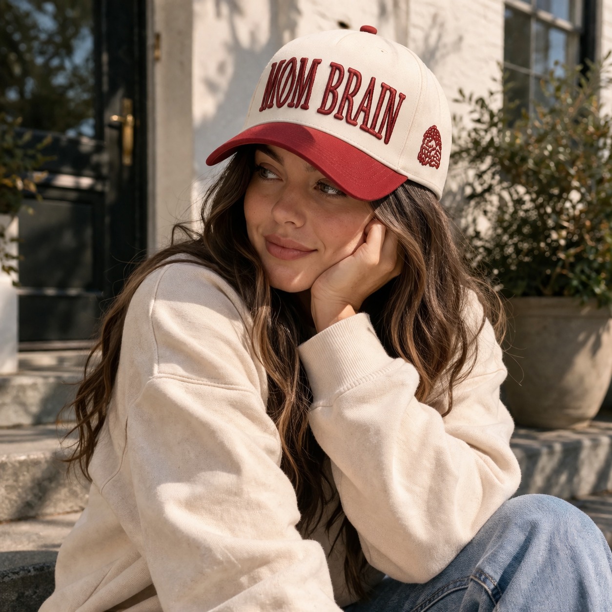 Mom Brain Embroidered Two Tone Baseball Cap Adjustable Snapback Hat