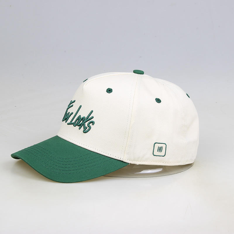 Four Locks Green and White Two Tone 5 Panel Baseball Cap with Embroidered Script Logo