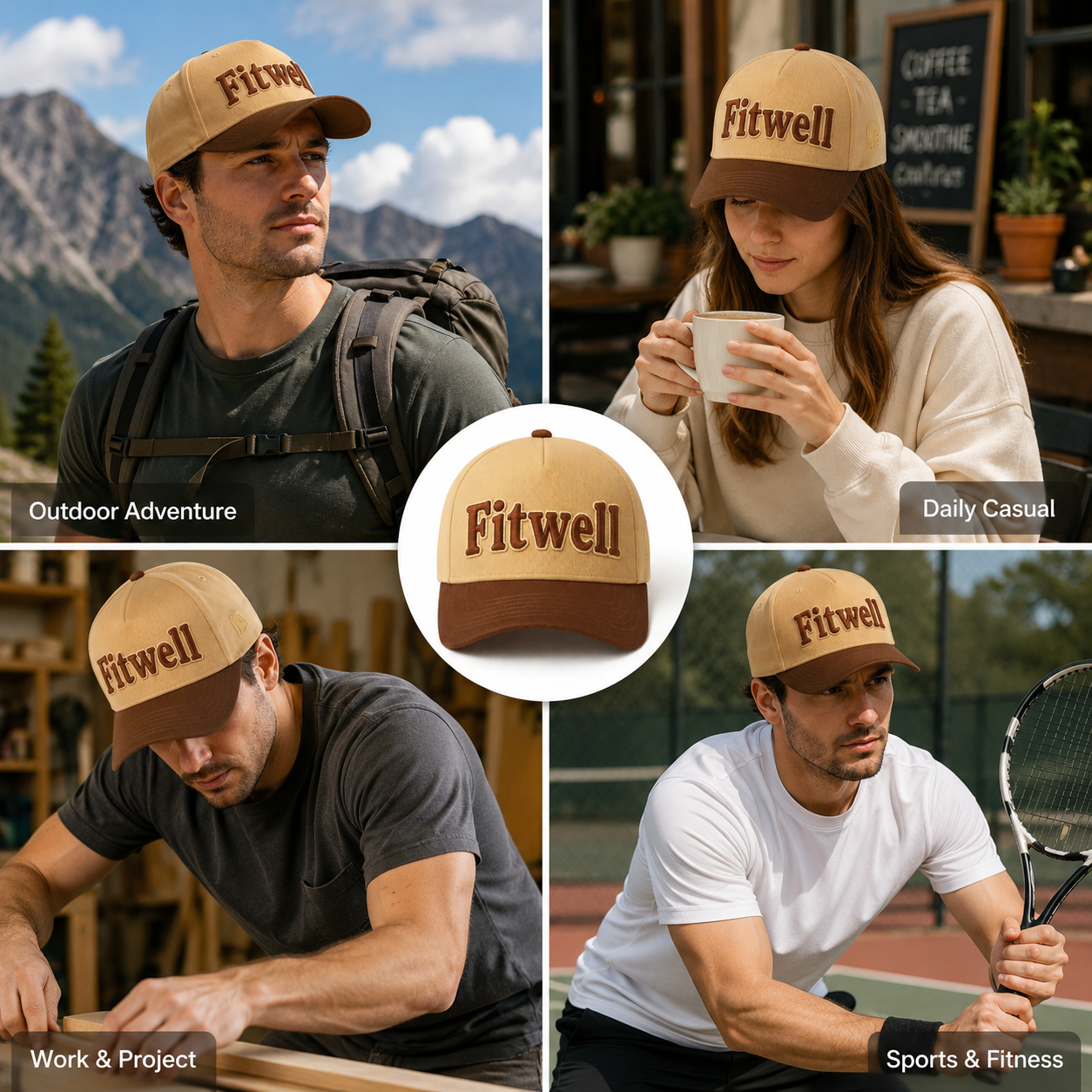Tan and Brown Utah 3D Embroidered Five-Panel Baseball Cap