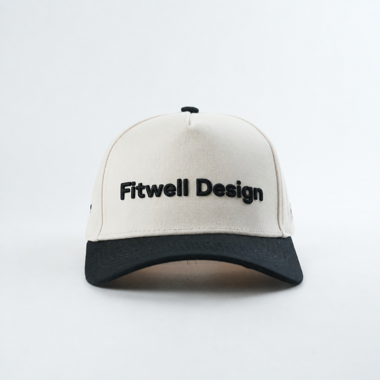 Cream and Black Two-Tone Cap with Raised Slogan Embroidery
