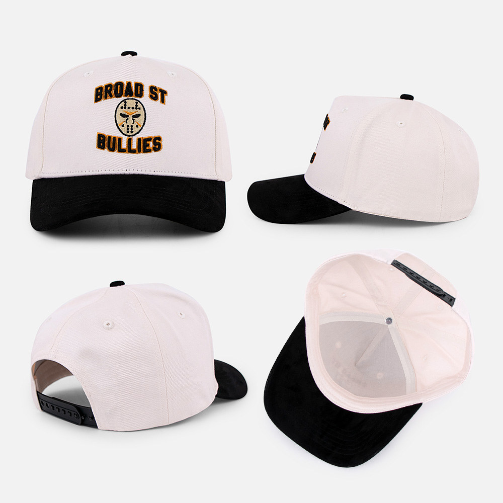 White Black Broad Street Bullies Embroidered Five-Panel Baseball Cap