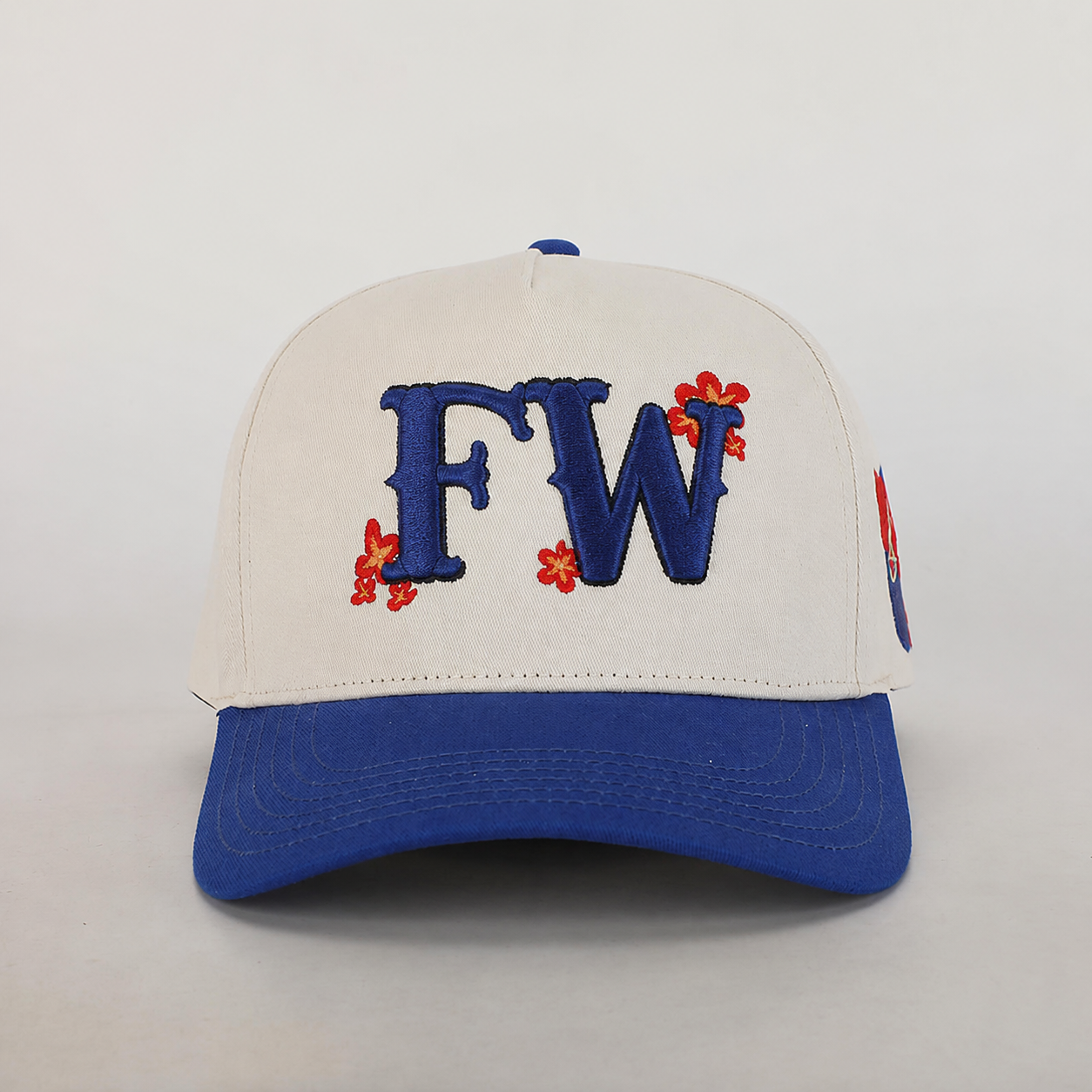 Two Tone Cotton Twill Baseball Cap with Raised CR Embroidery