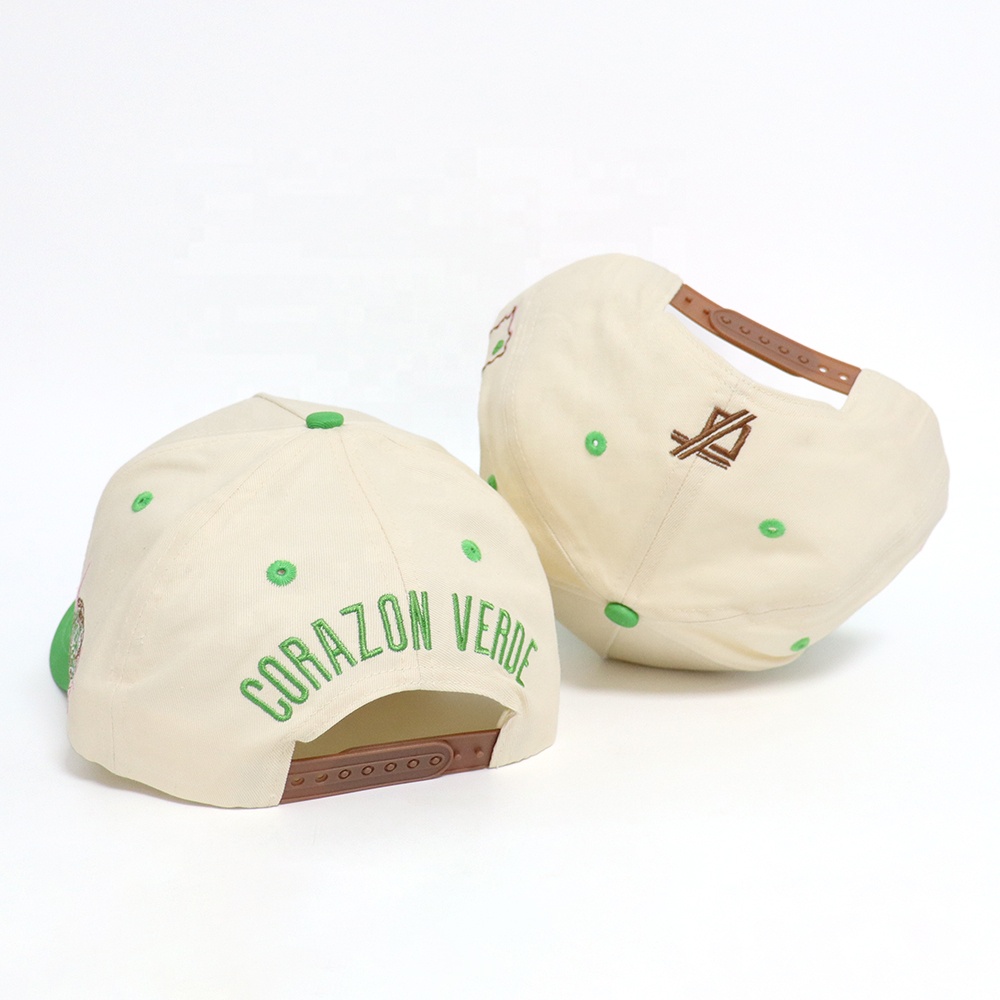 Green and Cream 3D Embroidered Script Logo Cotton Twill Baseball Cap