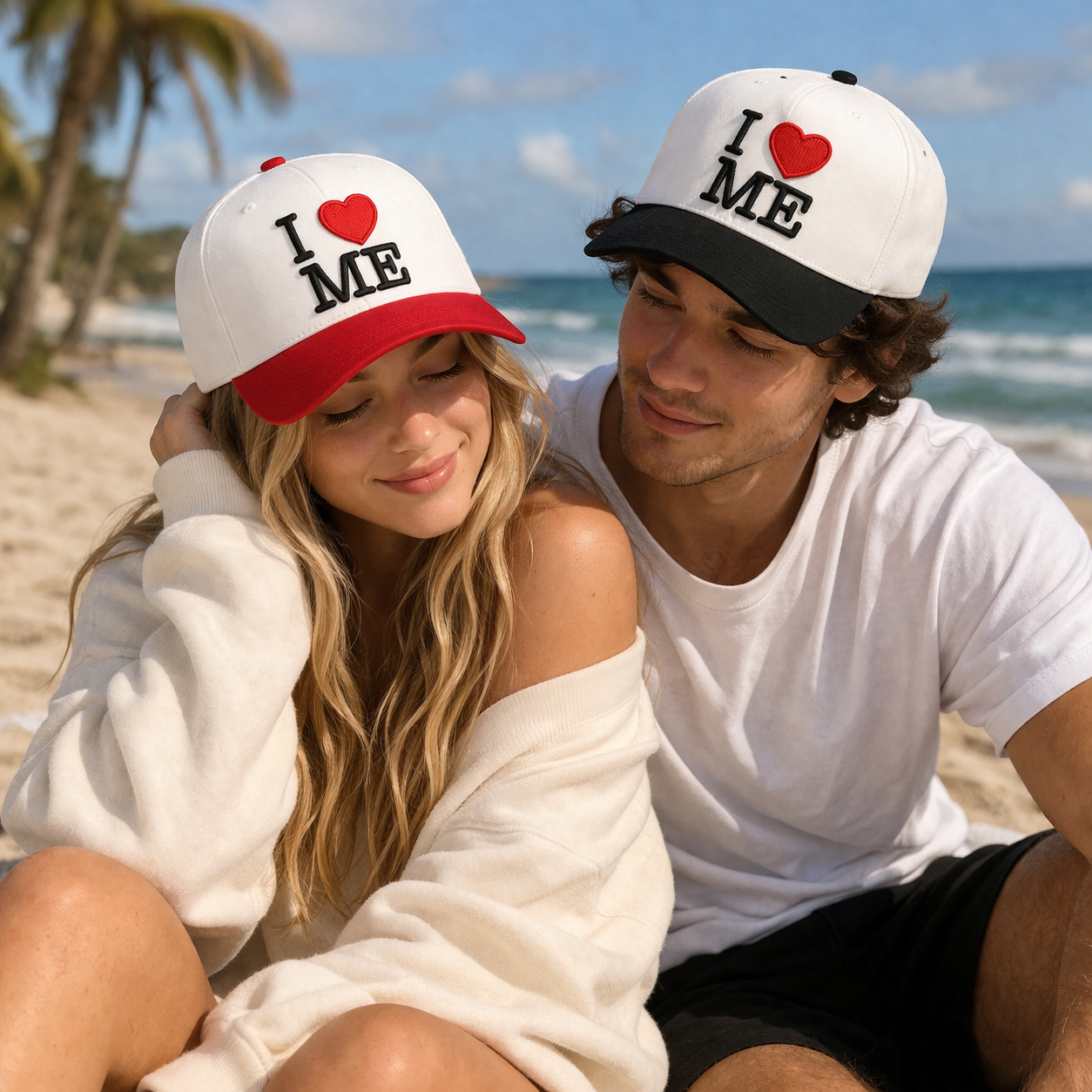 I Love Me Embroidered Two-Tone 5 Panel Baseball Cap