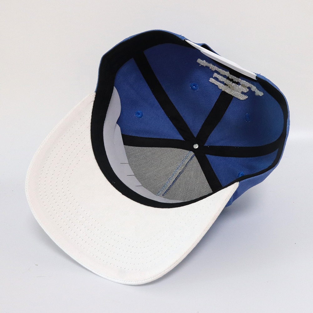 Blue and White Monogram Embroidered Cotton Twill Cap