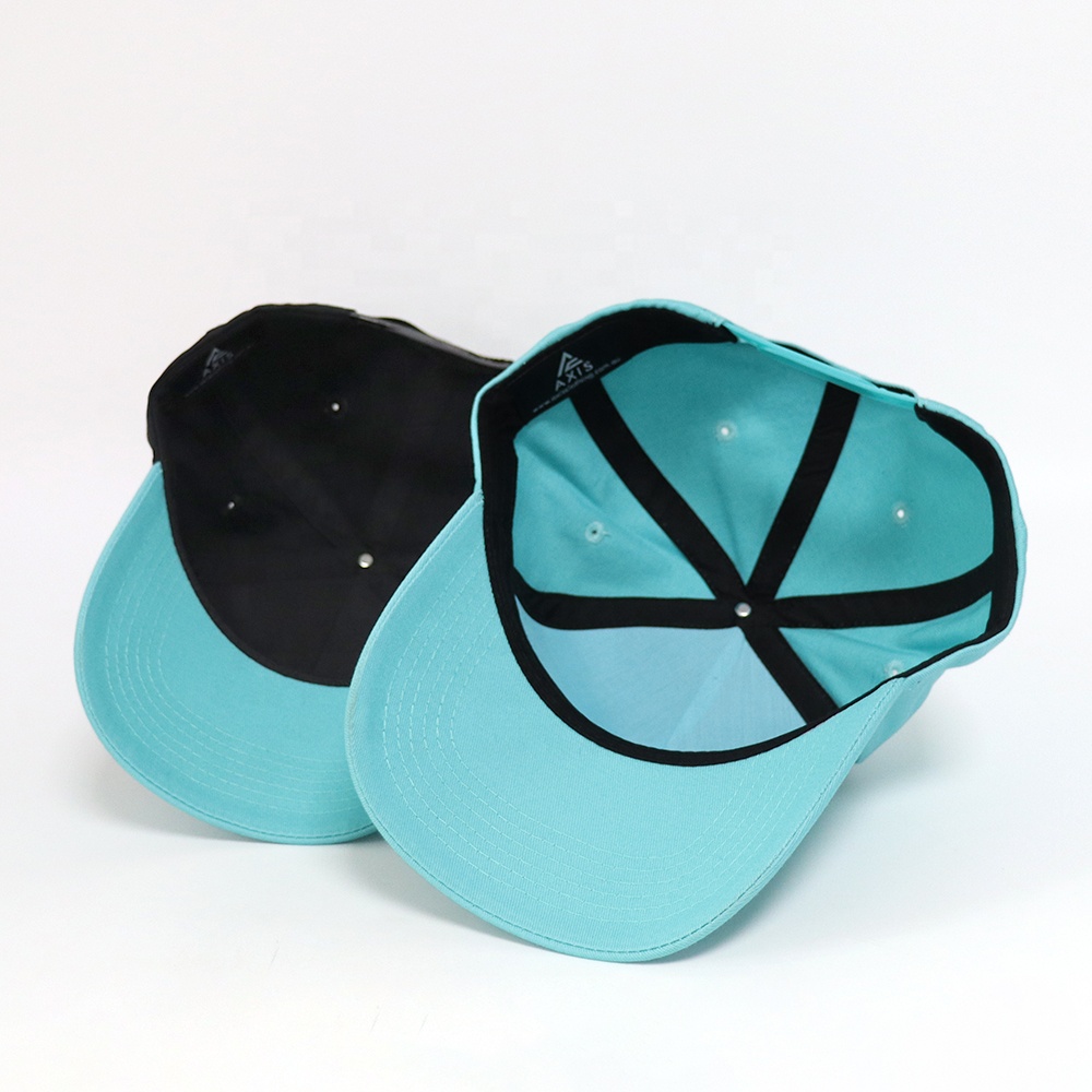 Black and Aqua Two-Tone 5-Panel Baseball Cap with Ball 360 Embroidered Logo