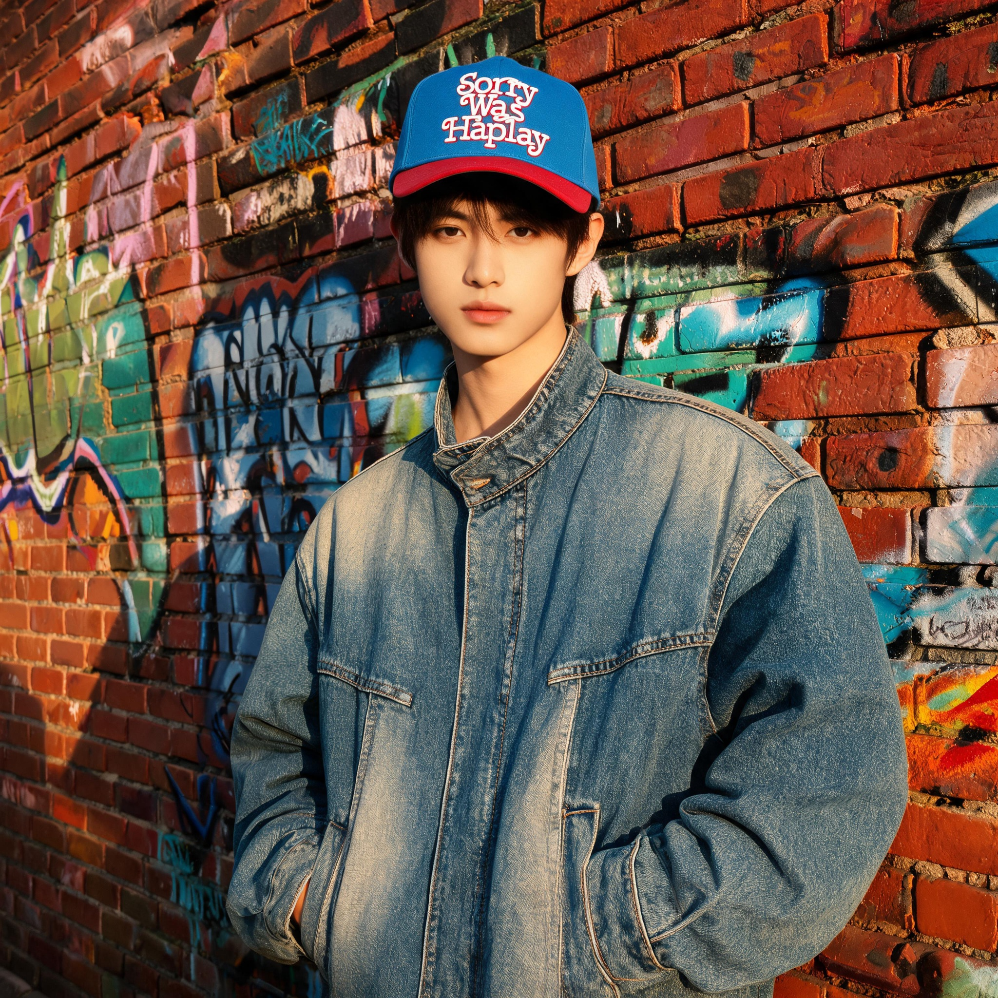 Two-Tone 5-Panel Cotton Twill Baseball Cap with Raised 3D Slogan Embroidery and Curved Contrast Brim