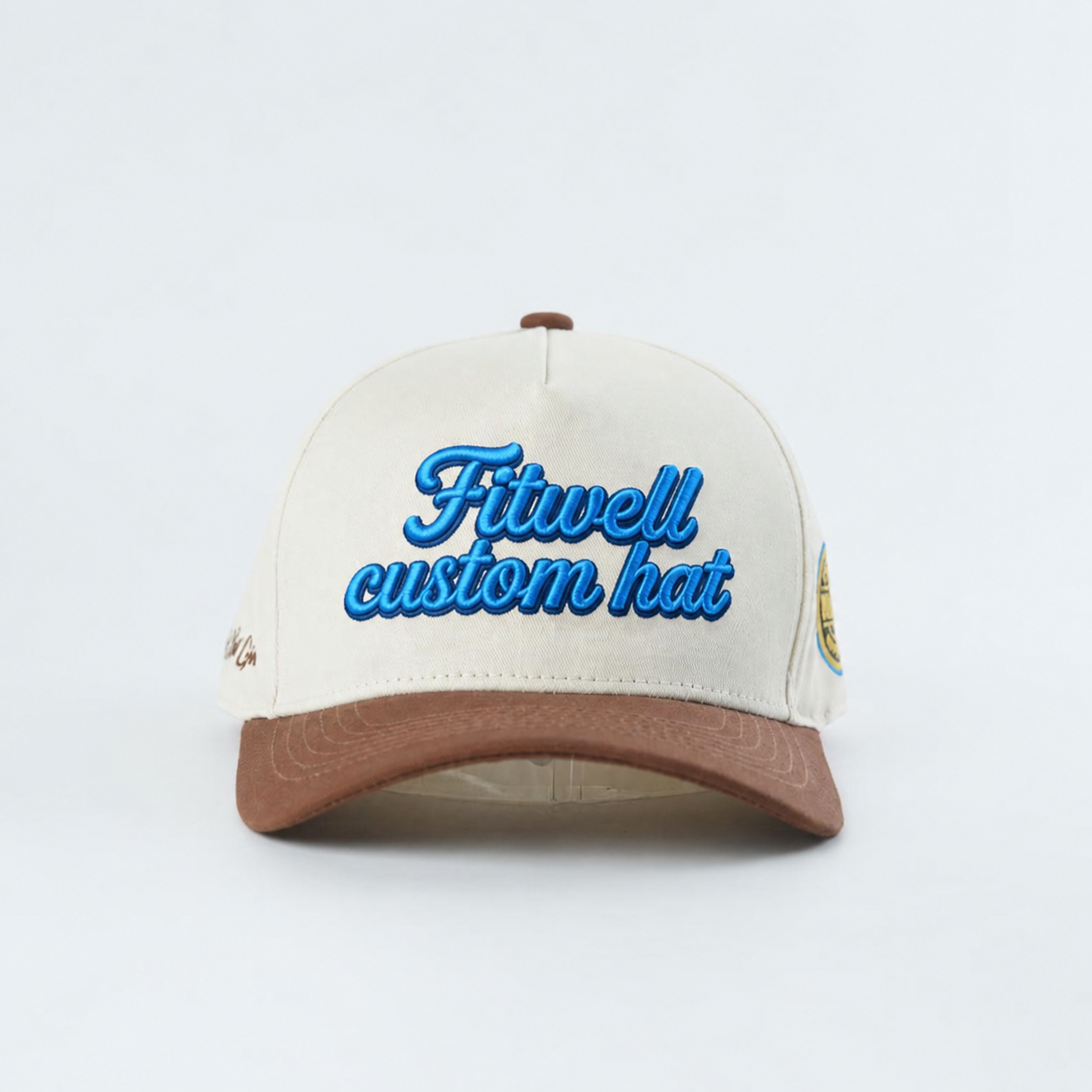 Cream and Brown 3D Embroidered Dad Script Five-Panel Baseball Cap
