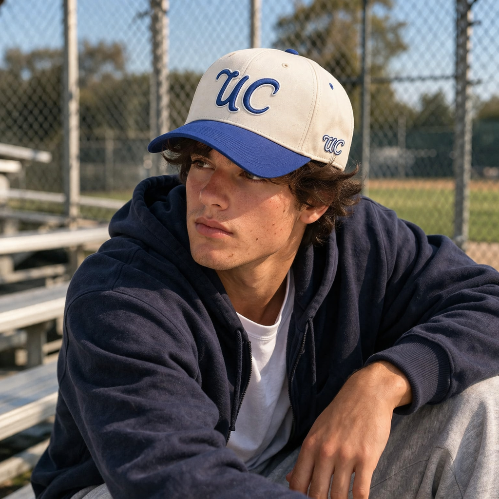 Two Tone 3D Embroidered Logo Cotton Twill Baseball Cap Set