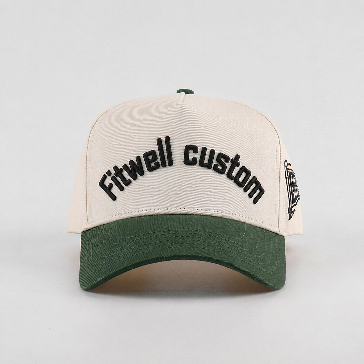 Cream Green FIELD HOUSE 3D Embroidered Curved Brim Baseball Cap