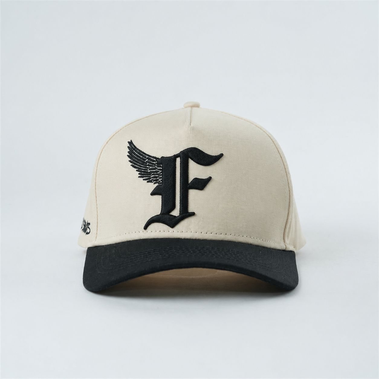 Cream and Black Two-Tone Embroidered Baseball Cap