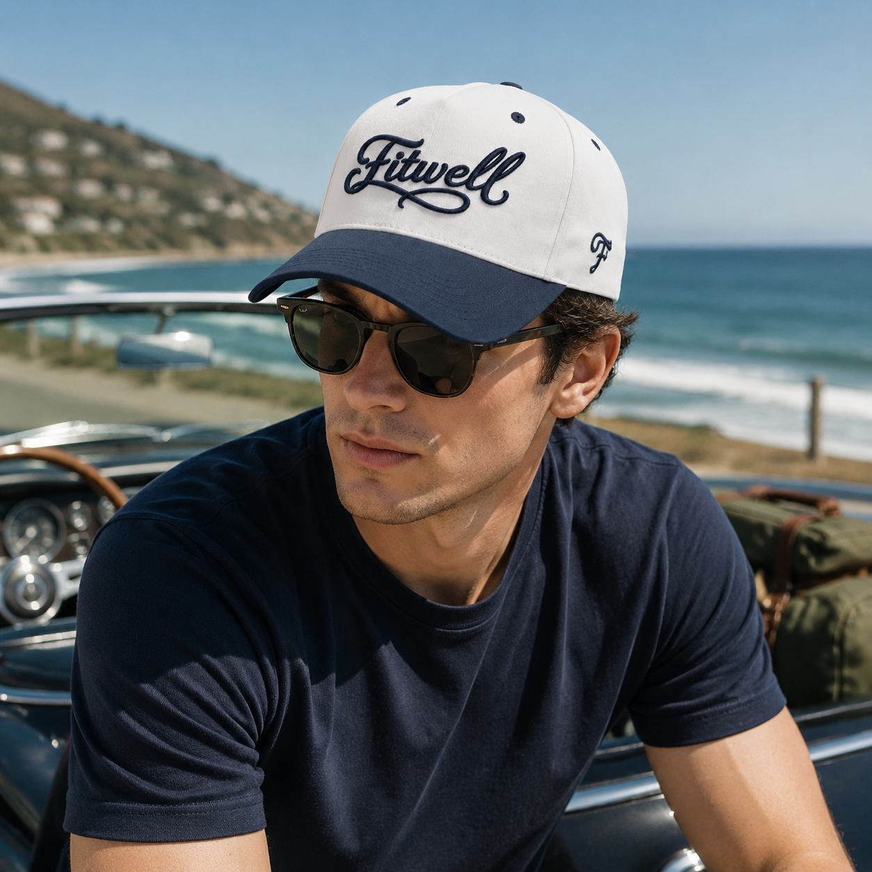 Two Tone Cotton Twill Baseball Cap with 3D Embroidered Quality Script Logo