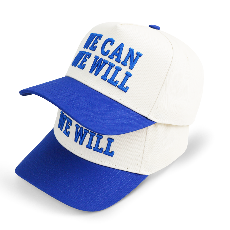 WE CAN WE WILL White Blue 3D Embroidered Baseball Cap