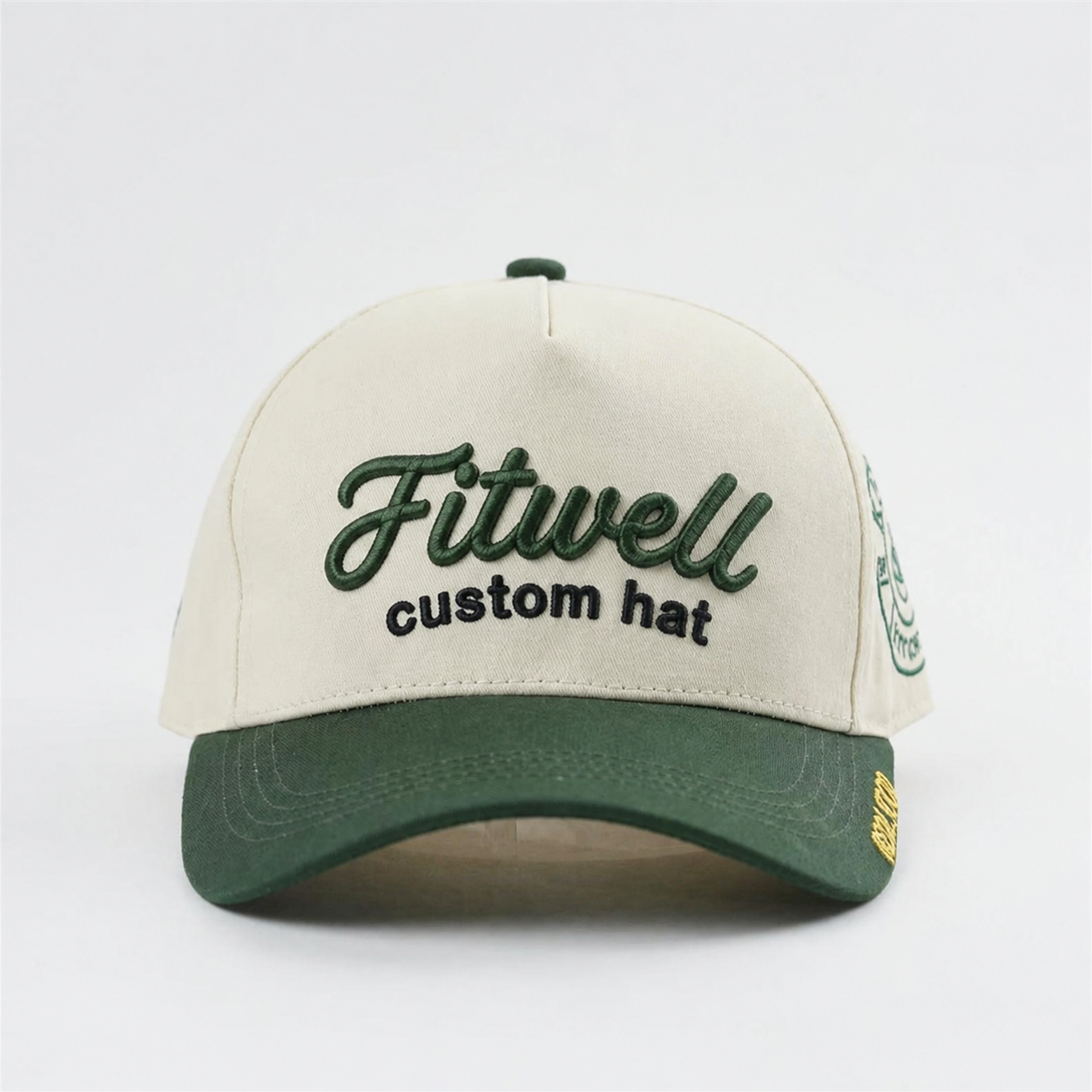 Cream and Forest Green Temescal Oakland 3D Embroidered Five-Panel Baseball Cap