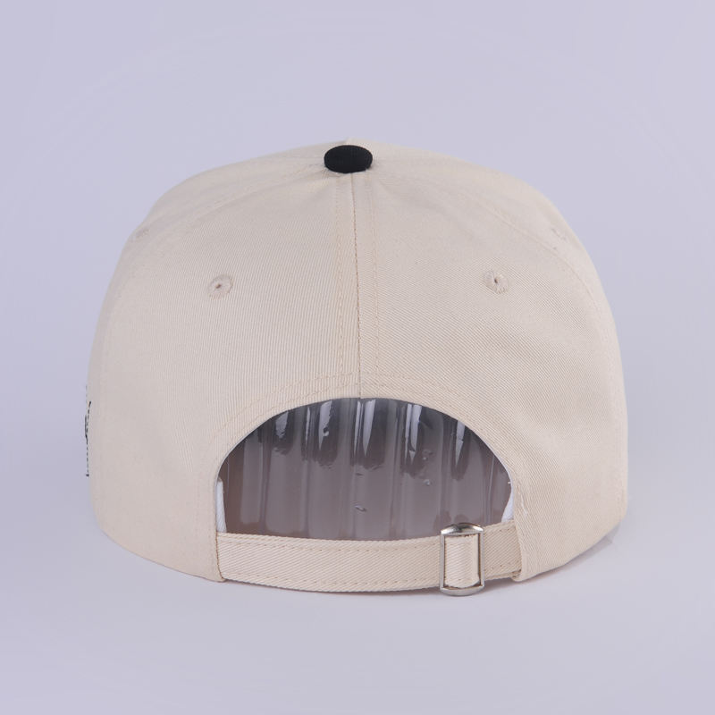 Beige Black Two Tone 3D Embroidered Cotton Twill Baseball Cap