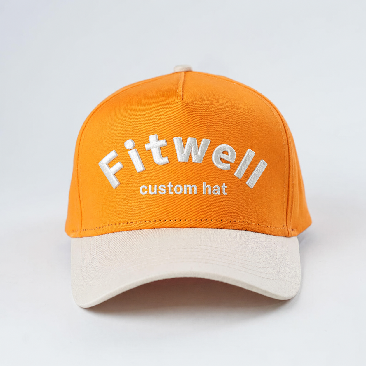 Orange Cream 3D Embroidered Curved Brim Baseball Cap