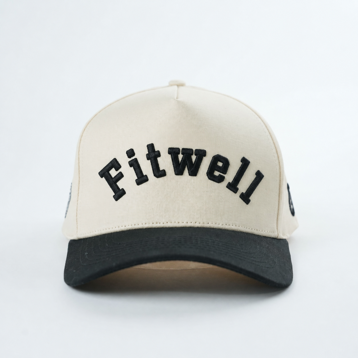 Cream Black Diamond 3D Embroidered Curved Brim Baseball Cap