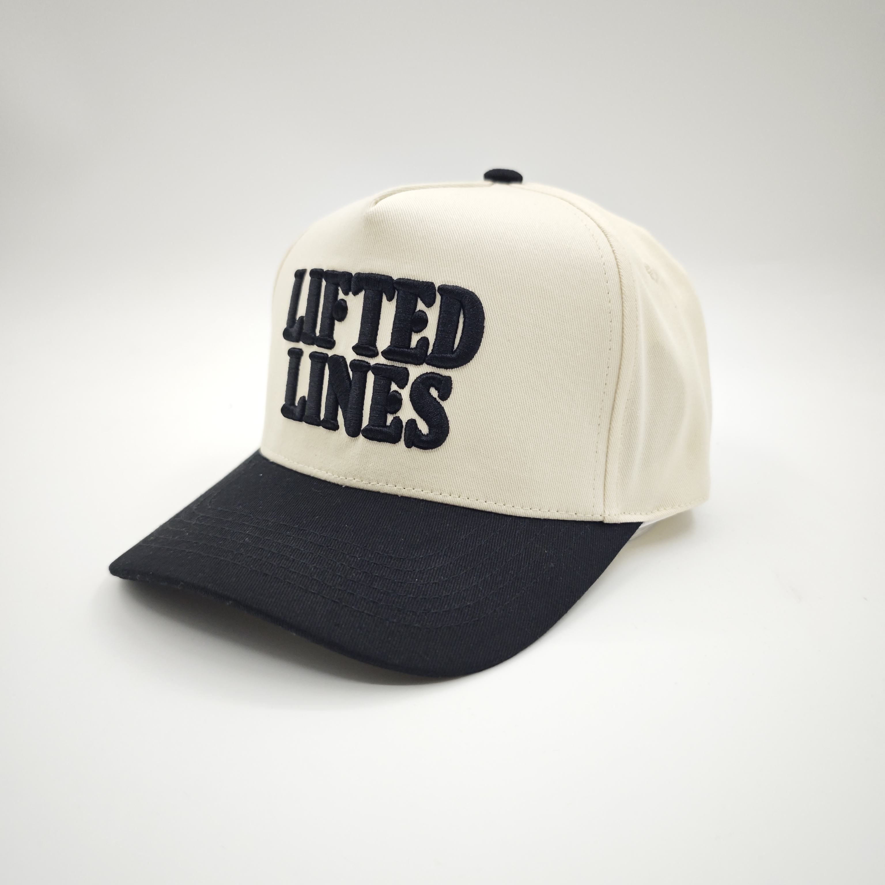 Two-Tone 5-Panel Cotton Twill Baseball Cap with 3D Embroidered Lettering