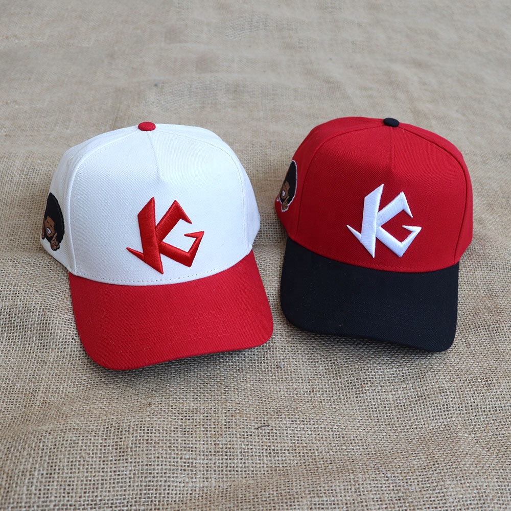 Premium Two Tone Color Block 5 Panel Baseball Cap with 3D Embroidered Logo, Cotton Twill Adjustable Snapback Hat for Men Women