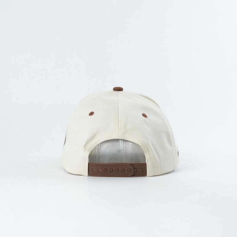 Cream and Brown 3D Embroidered Dad Script Five-Panel Baseball Cap