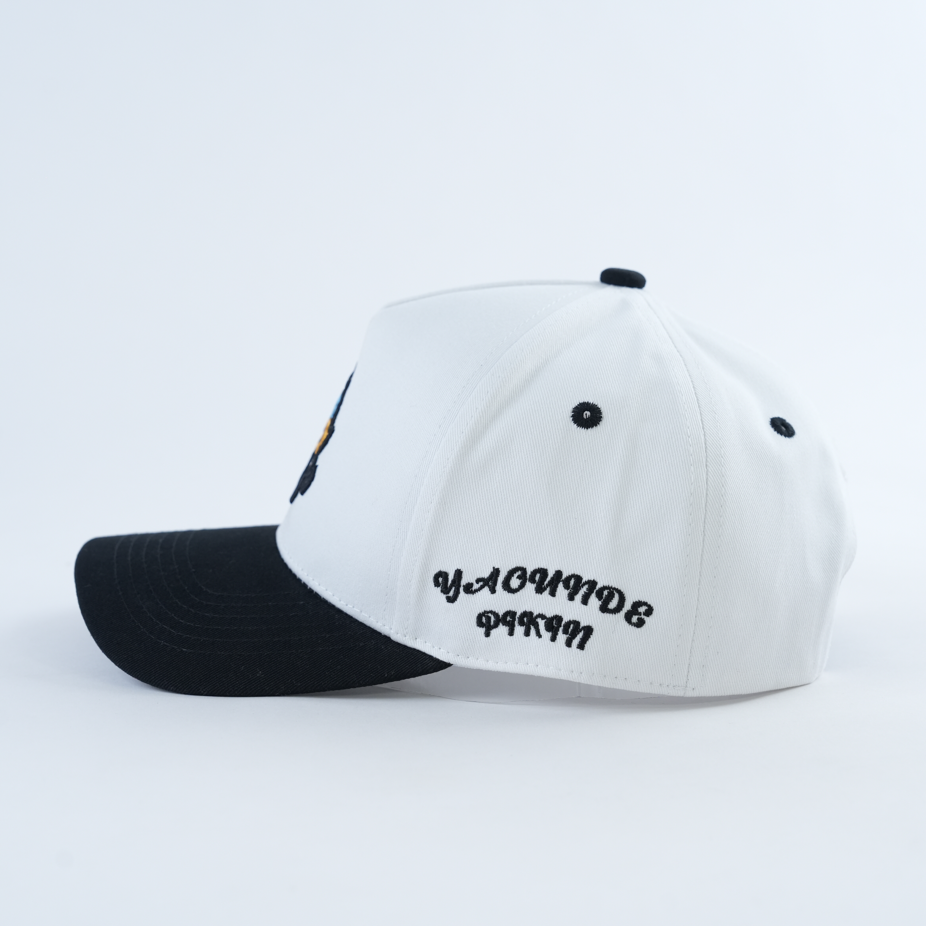 Africa Outline Logo White Black Baseball Cap Embroidered Cotton Twill Hat