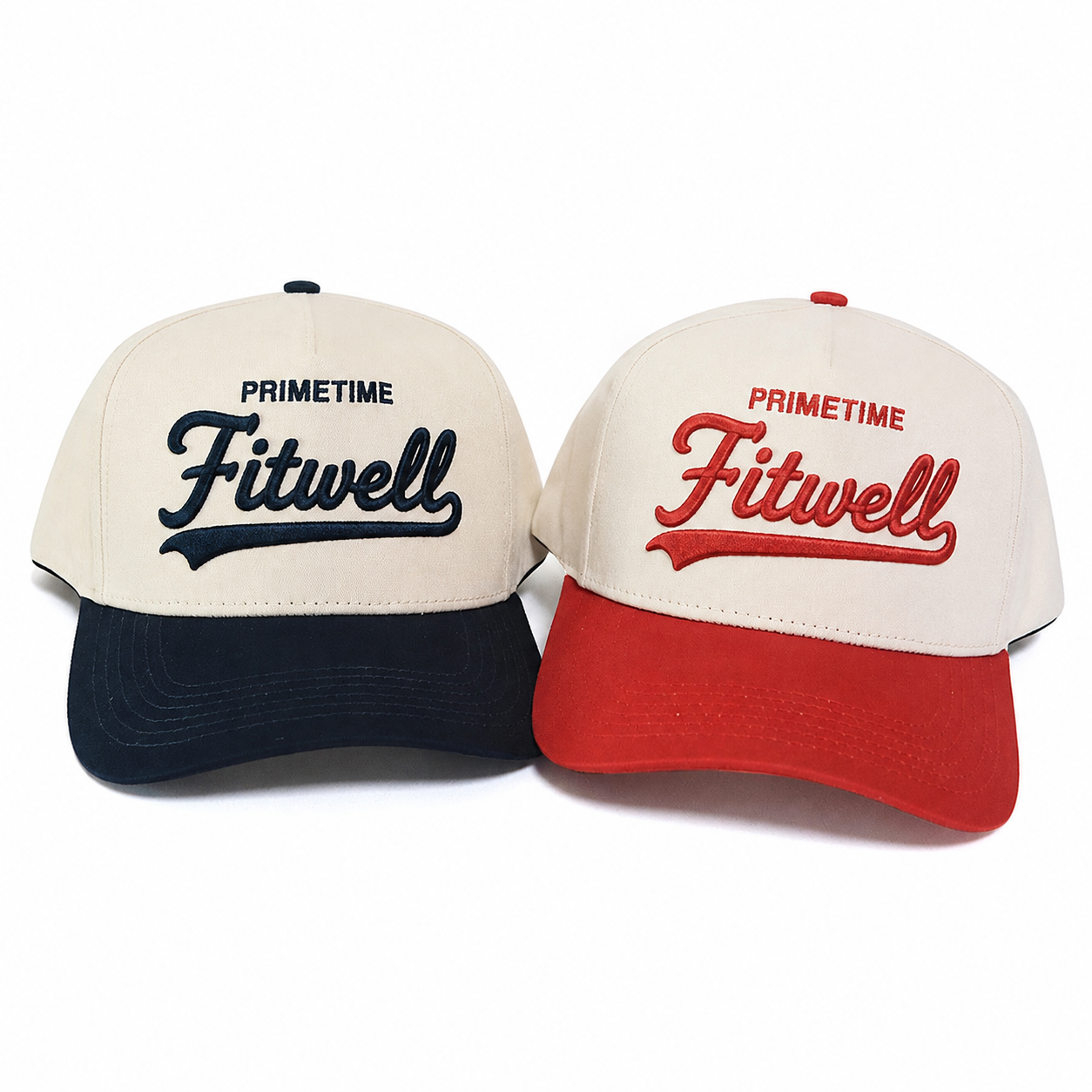 Vintage Two Tone Embroidered Logo Five Panel Cotton Twill Baseball Cap