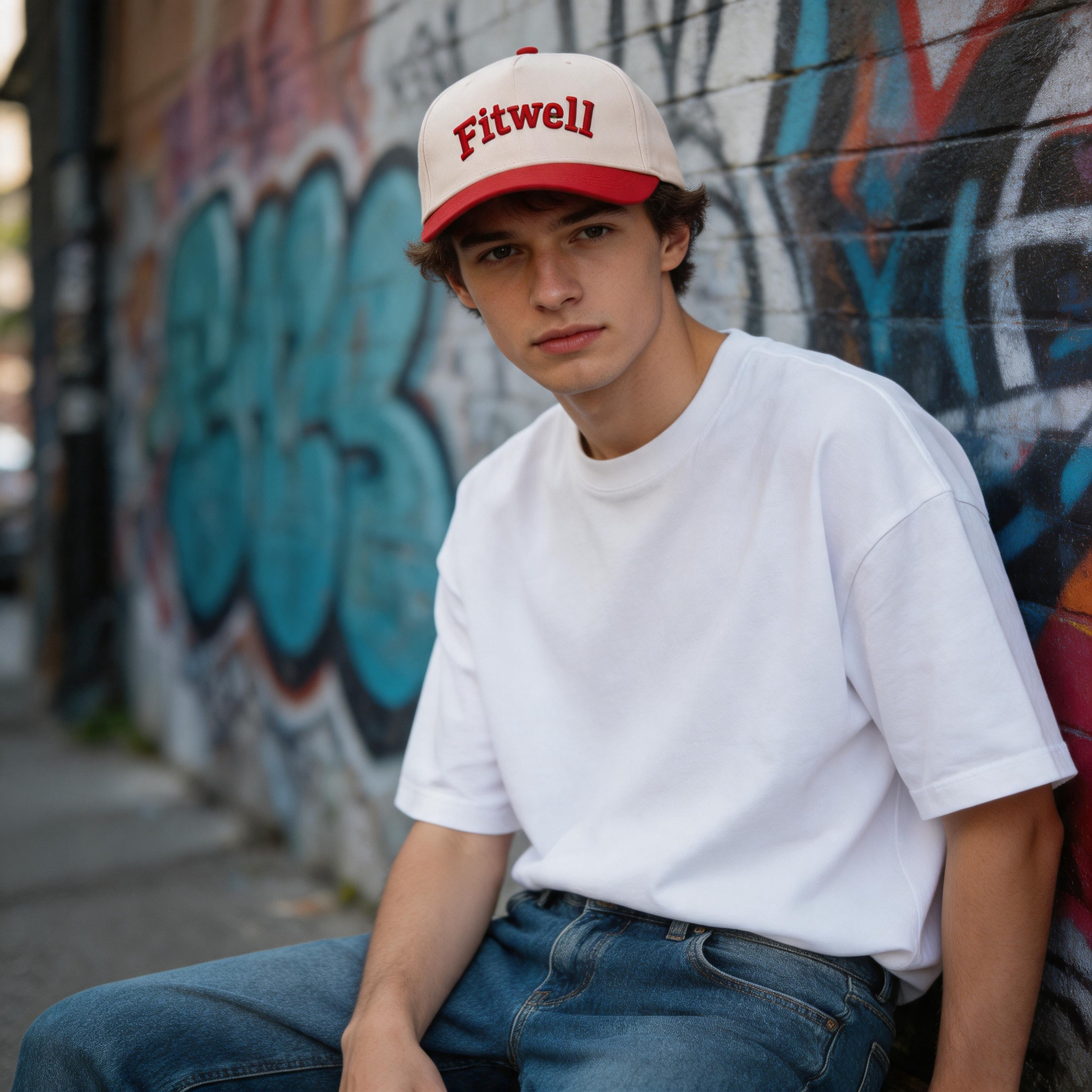 Vintage Two Tone Letter Embroidered Baseball Cap Cotton Twill Adjustable Hat