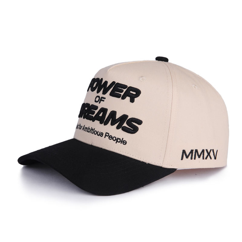 Beige Black Power of Dreams 3D Embroidered Baseball Cap