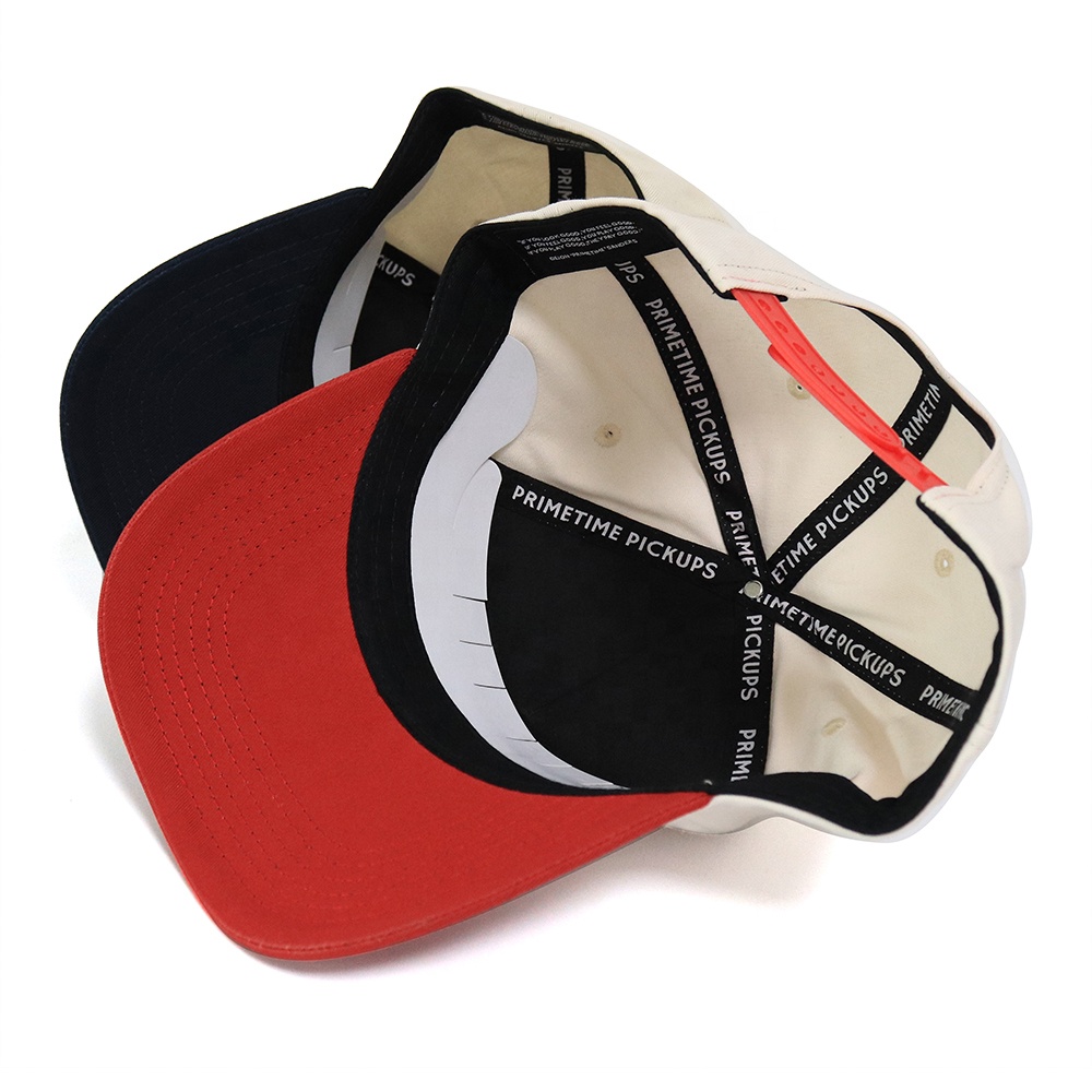 Vintage Two Tone Embroidered Logo Five Panel Cotton Twill Baseball Cap