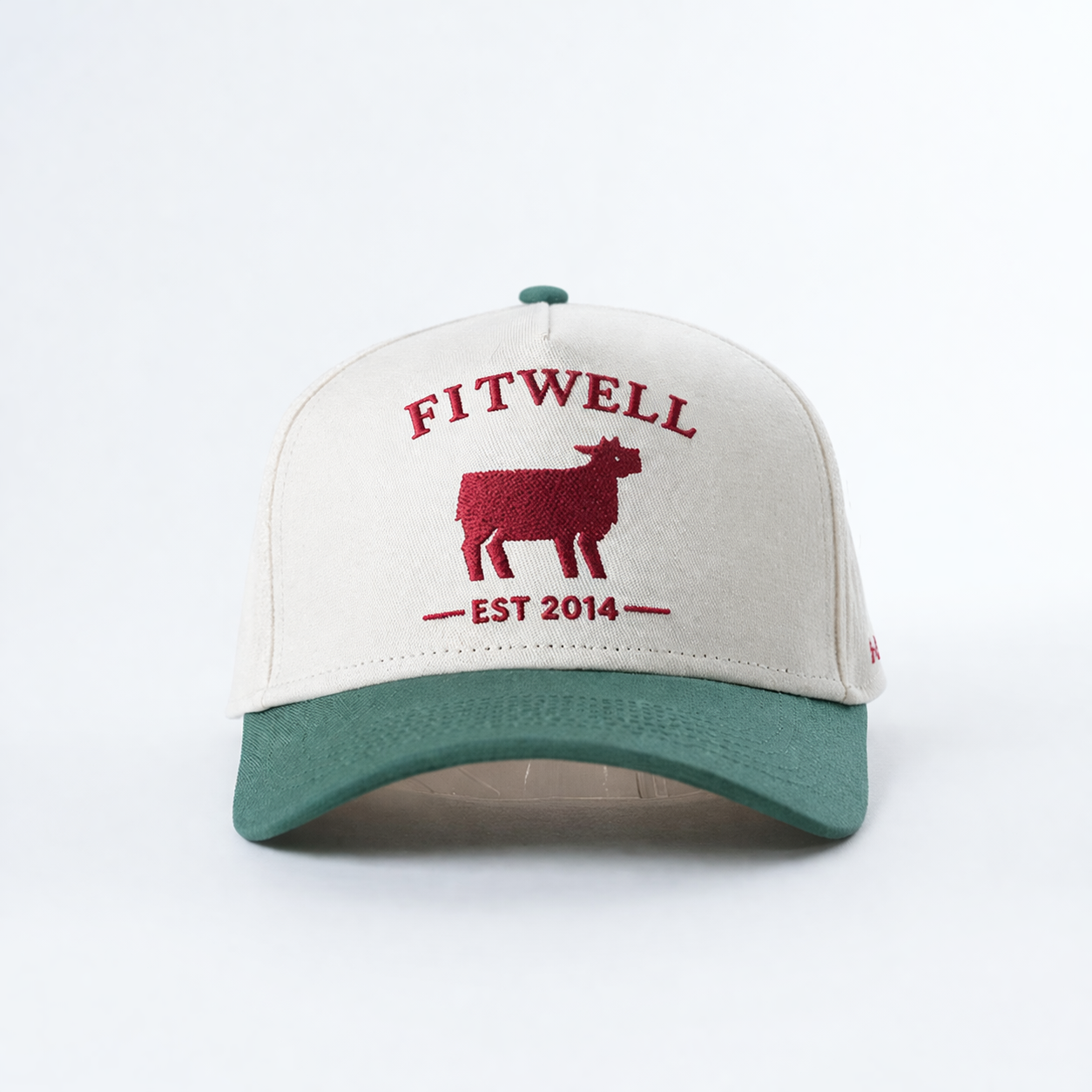 Two Tone Embroidered Cotton Twill 5 Panel Baseball Cap with Sheep Logo