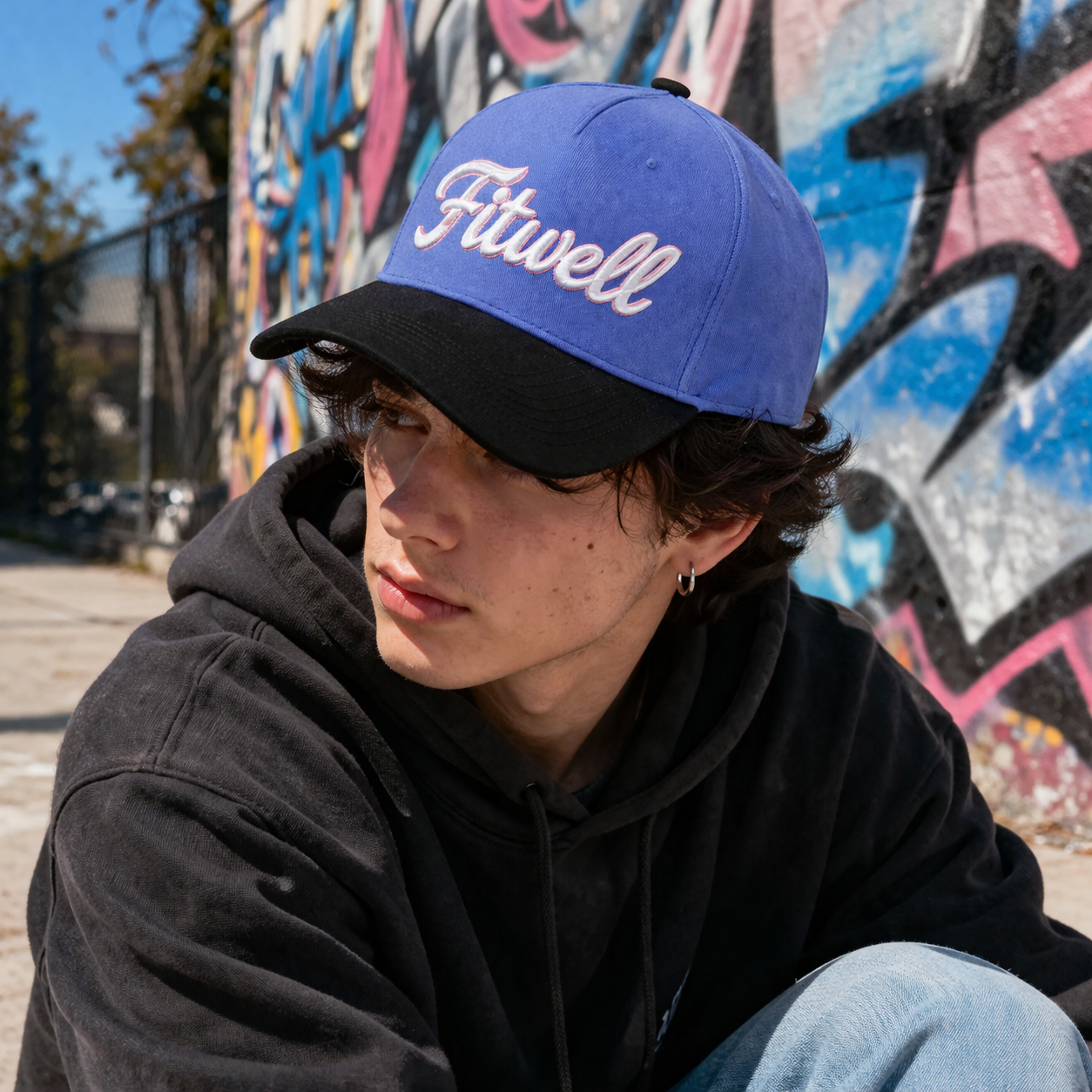 Two Tone 3D Embroidered Script Logo Cotton Twill 5 Panel Baseball Cap