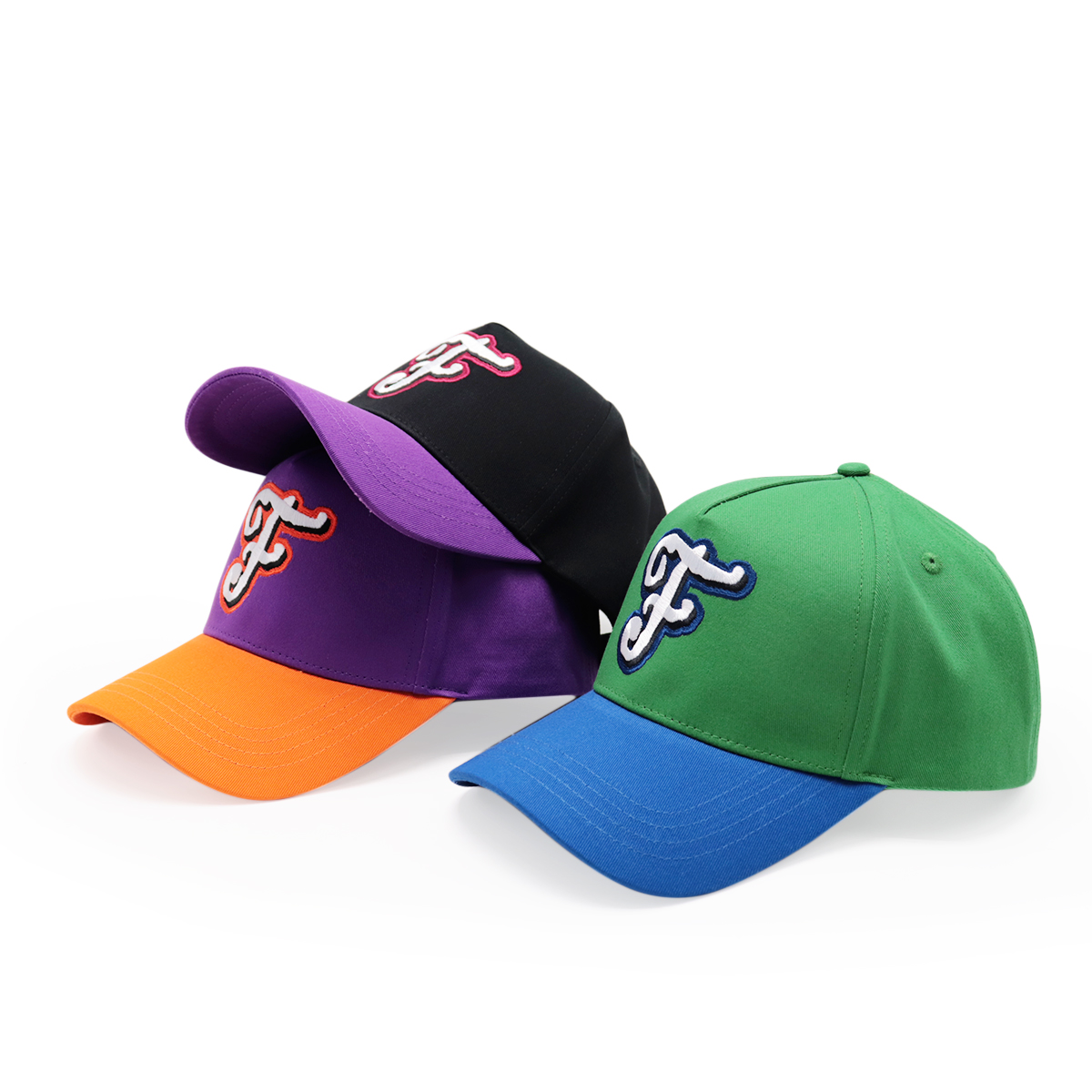 Colorful Two Tone Baseball Cap with 3D Embroidered Logo