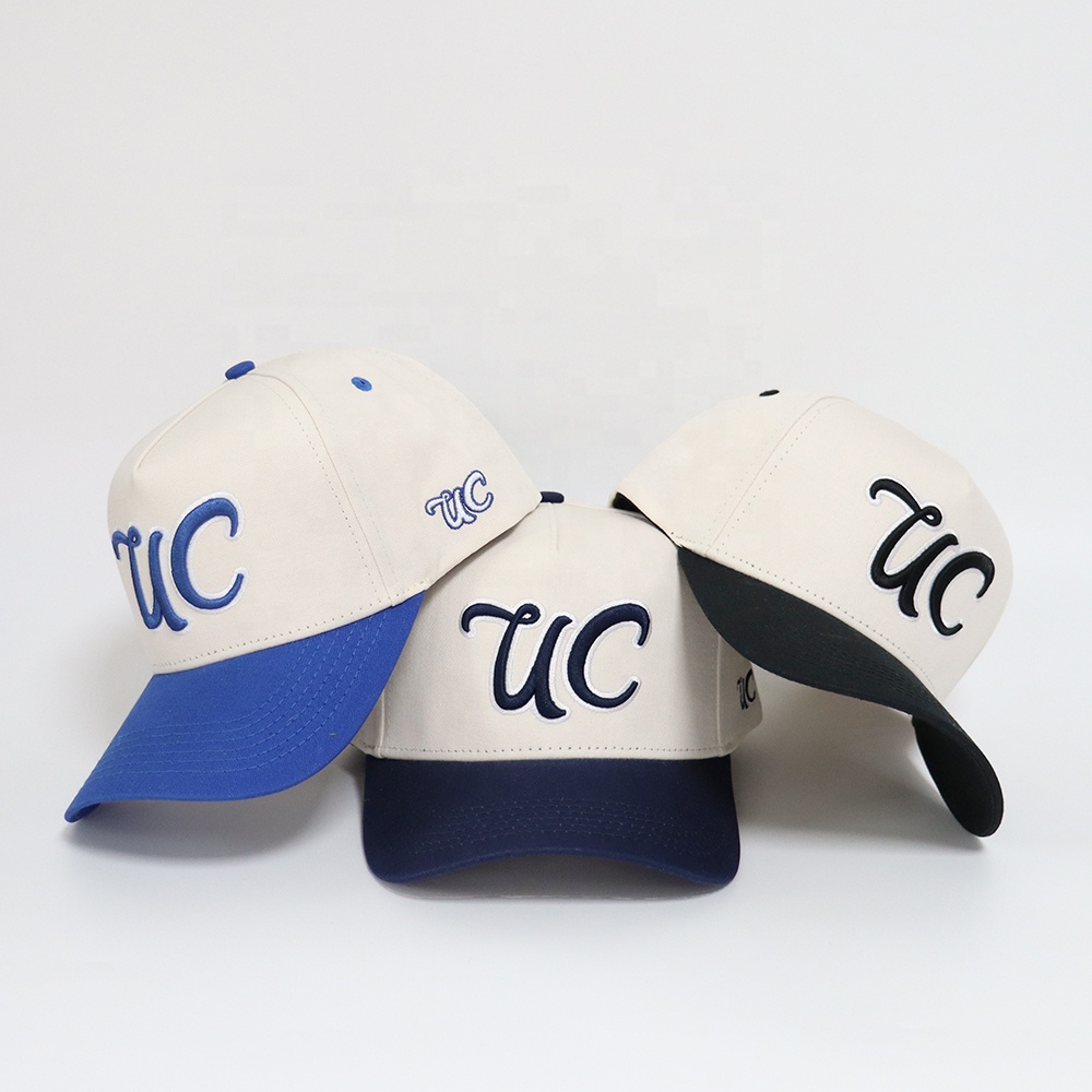 Two Tone 3D Embroidered Logo Cotton Twill Baseball Cap Set