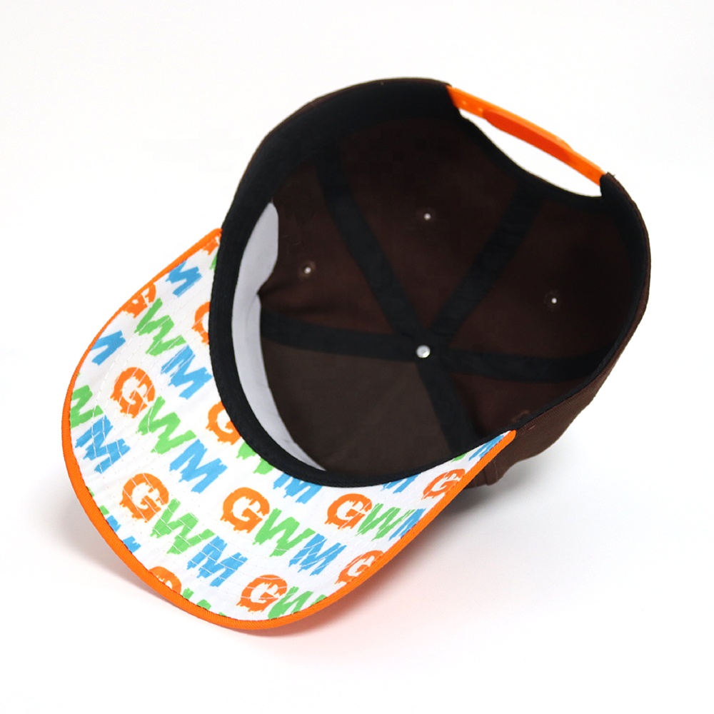 Two Tone Brown and Orange Baseball Cap with Colorful 3D GWM Letter Embroidery