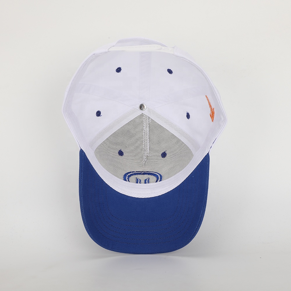 White and Royal Blue Monogram 3D Embroidered 5-Panel Cap