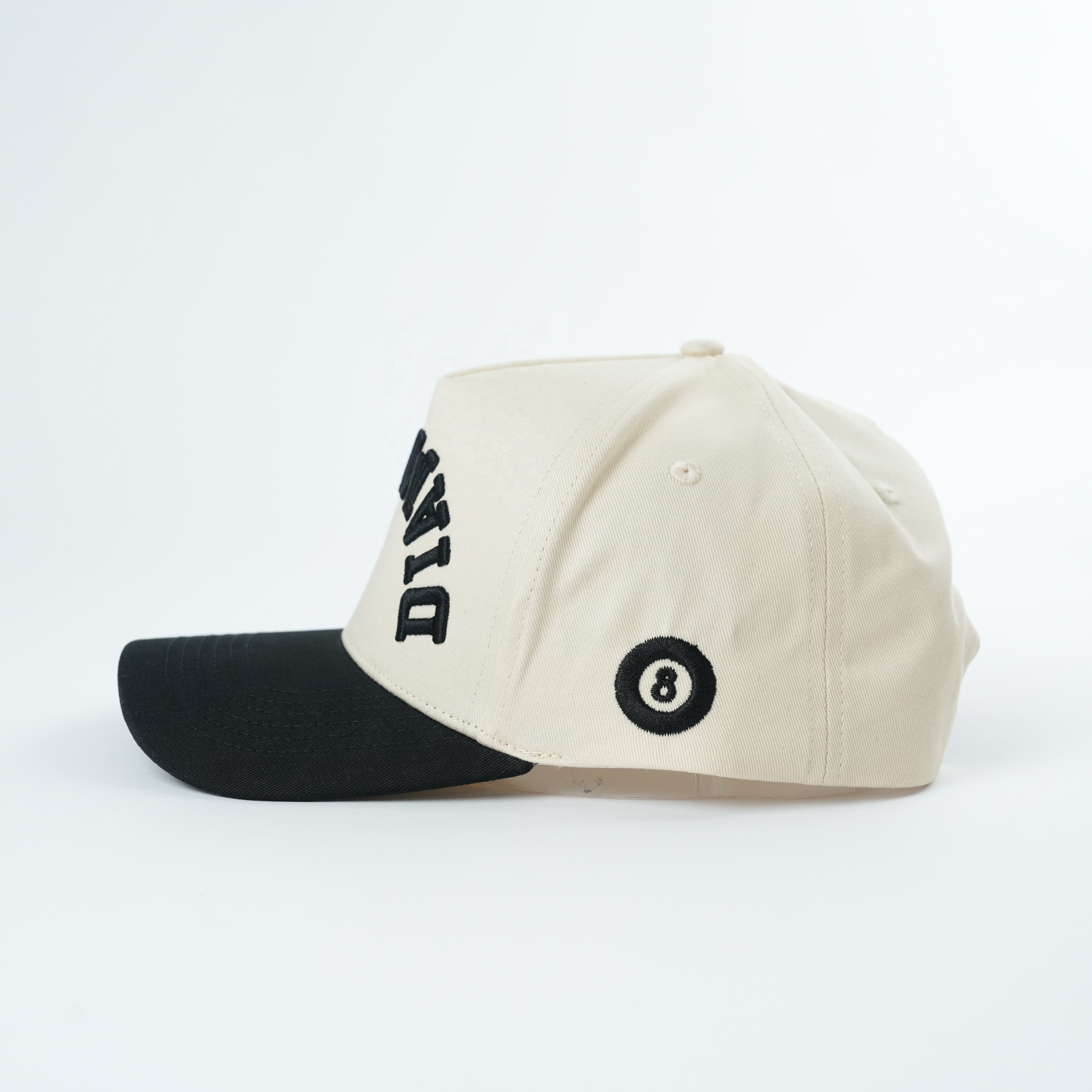 Cream Black Diamond 3D Embroidered Curved Brim Baseball Cap