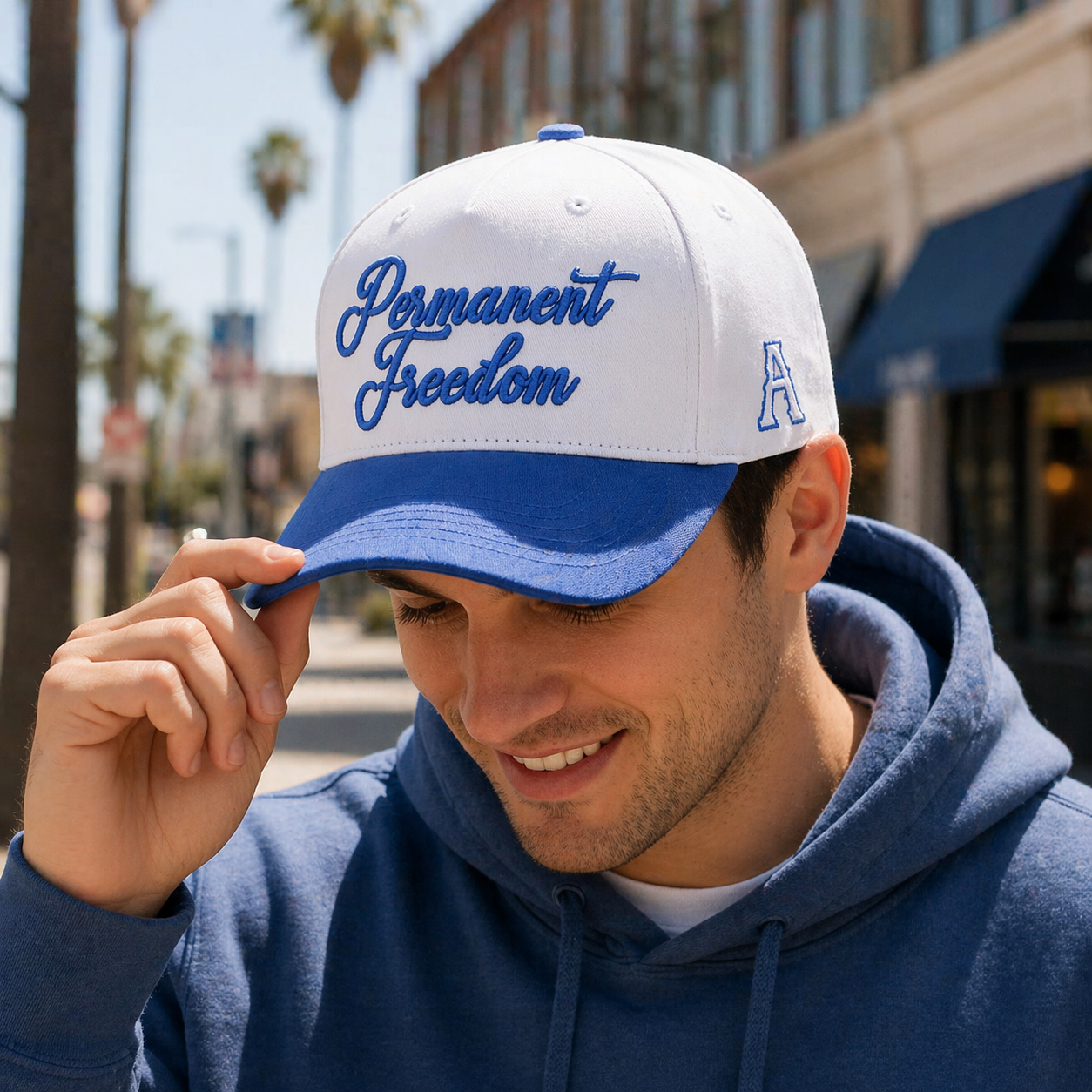 Permanent Freedom Script Embroidered Two Tone Baseball Cap