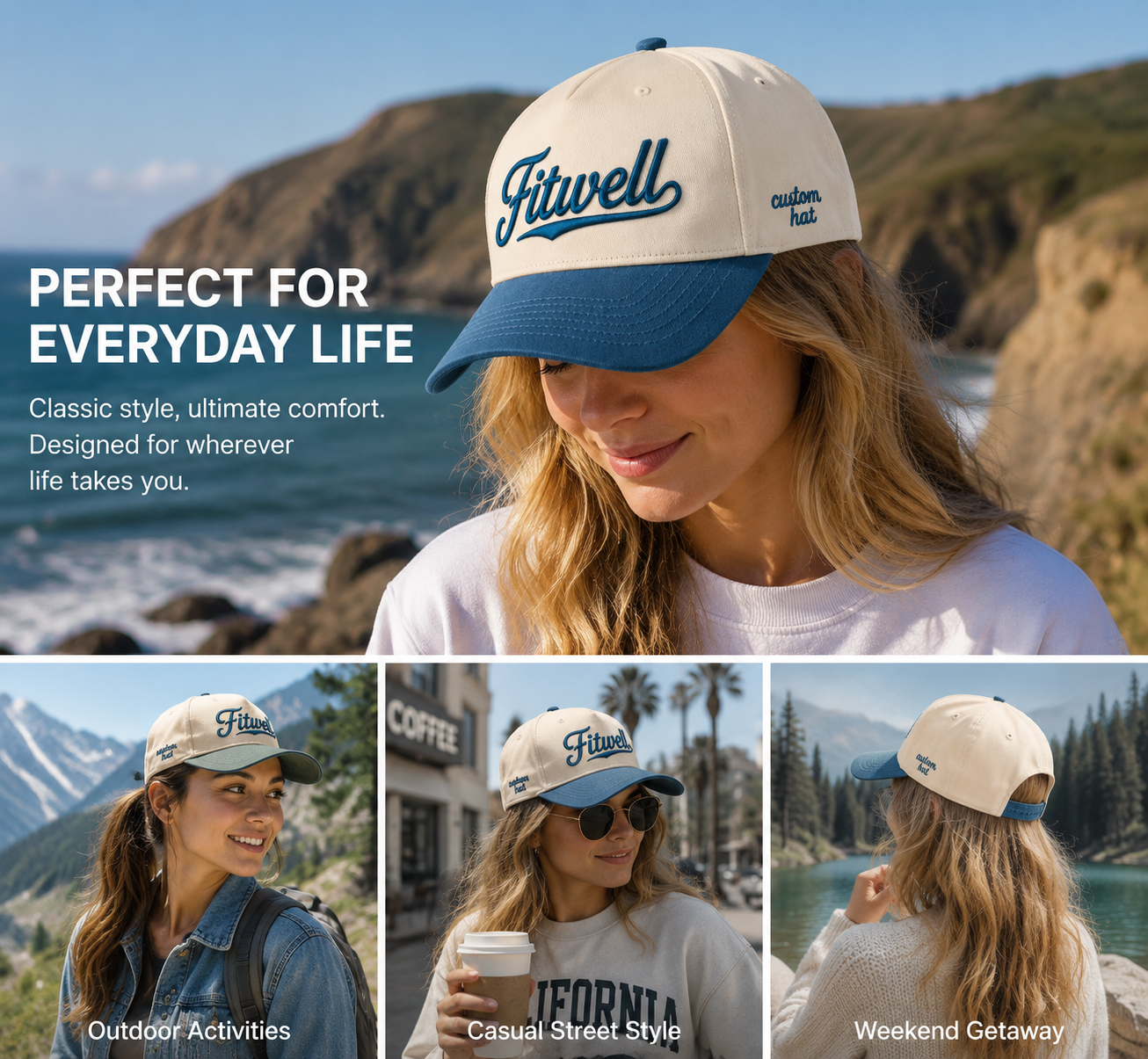 Two Tone 3D Embroidered Classic Baseball Cap