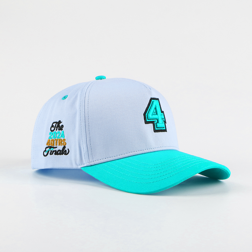 Number 4 Two-Tone Cotton Twill Baseball Cap with 3D Puff Embroidery