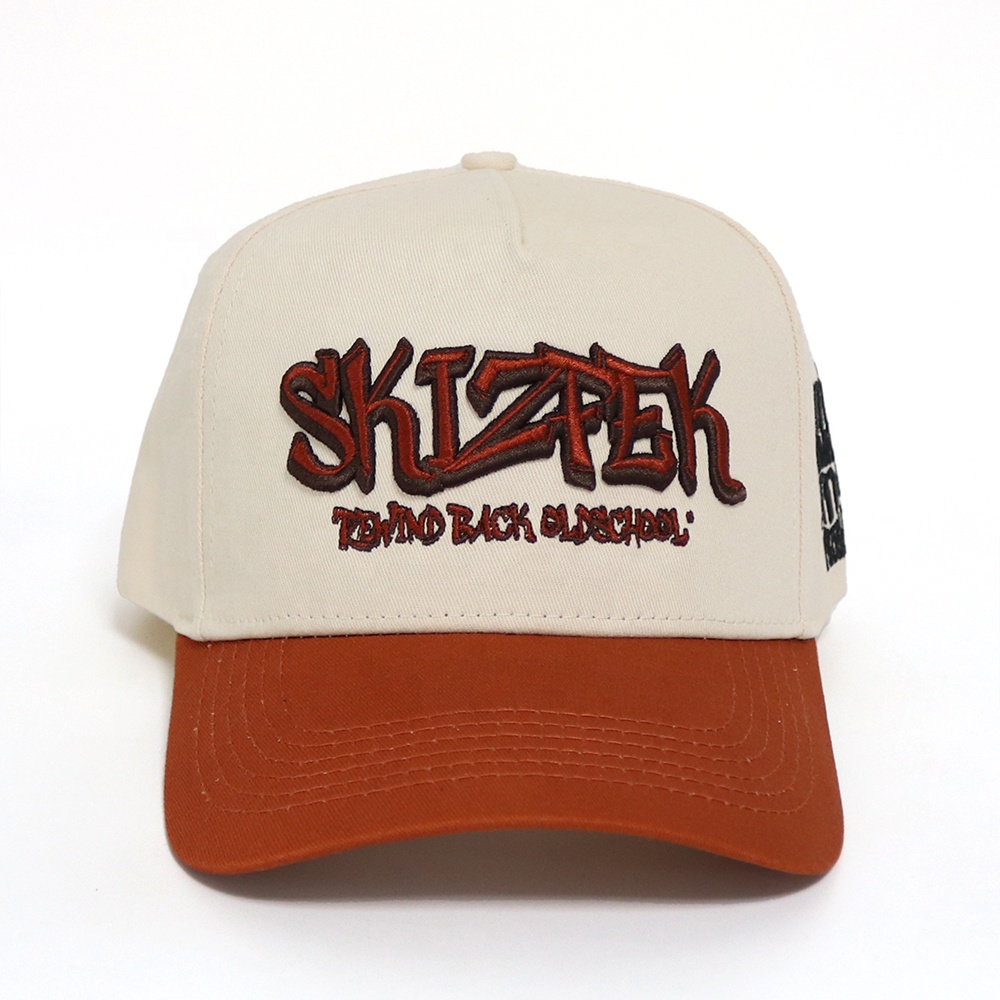 Skiztek Two Tone Cotton Twill Baseball Cap with Graffiti Style Embroidery