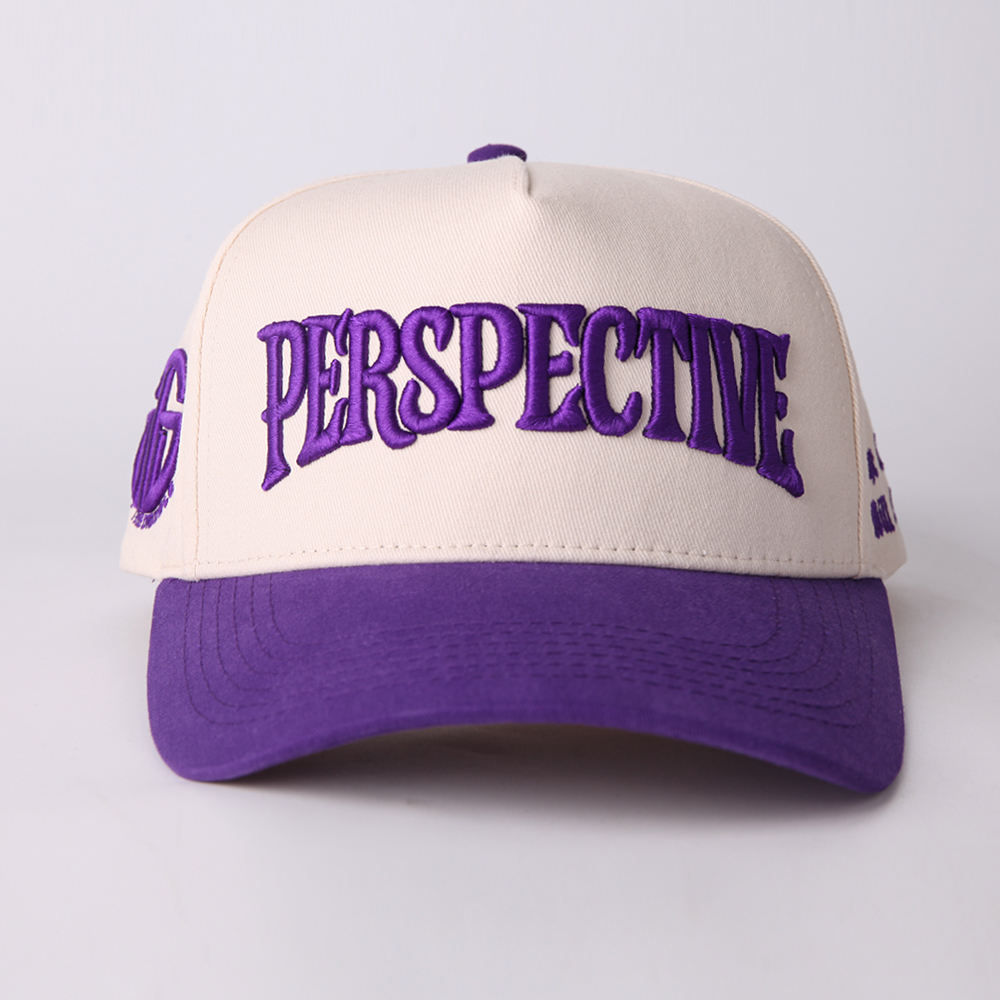 Perspective Purple and Cream Two-Tone 3D Embroidered Baseball Cap