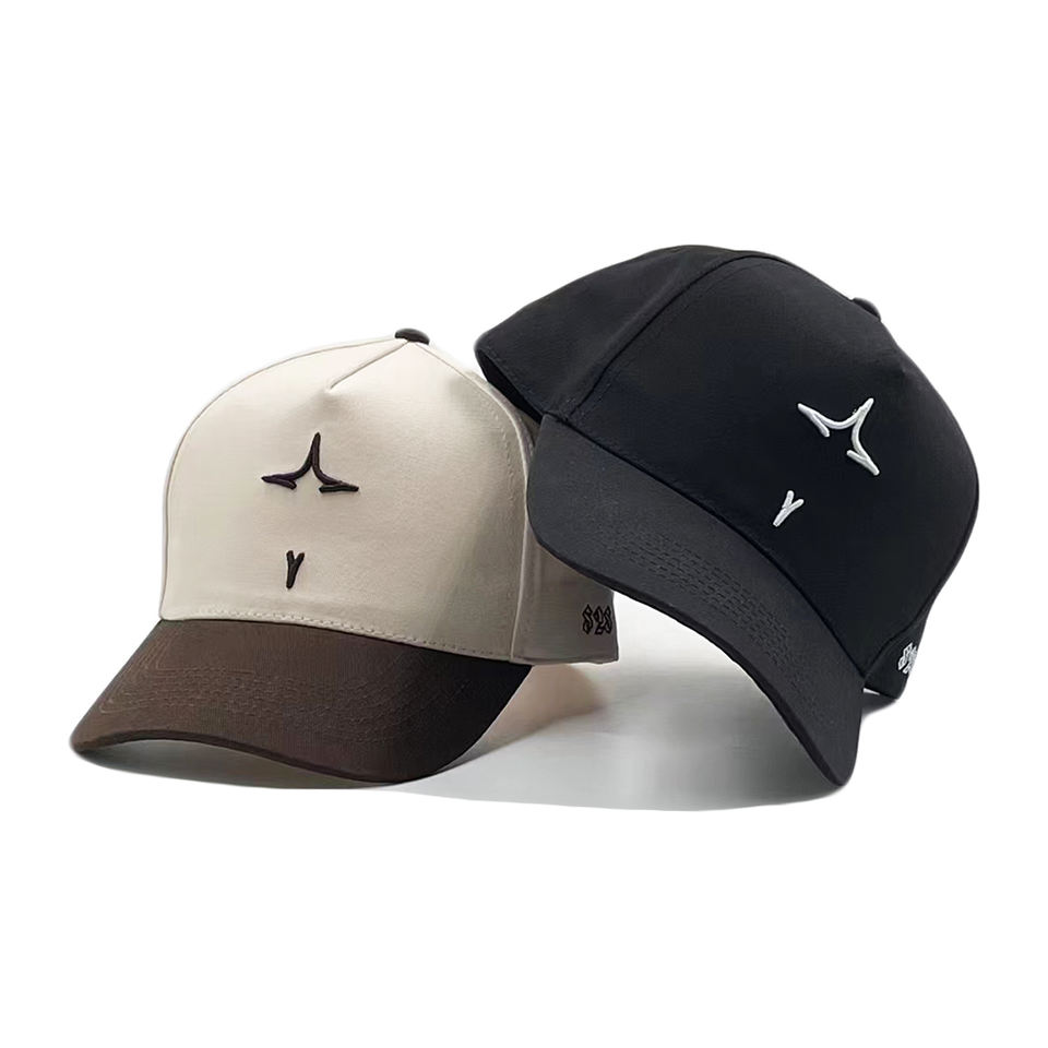 Minimalist Raised-Logo Two-Tone Curved-Brim Baseball Caps