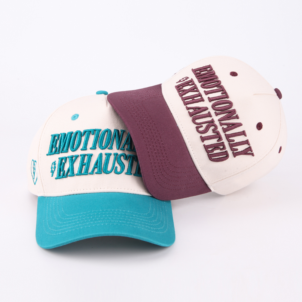 Two-Tone Cotton Twill Baseball Cap with Raised 3D Embroidered Statement Logo, Curved Brim and Contrast Eyelets – Custom Unisex Casual Hat