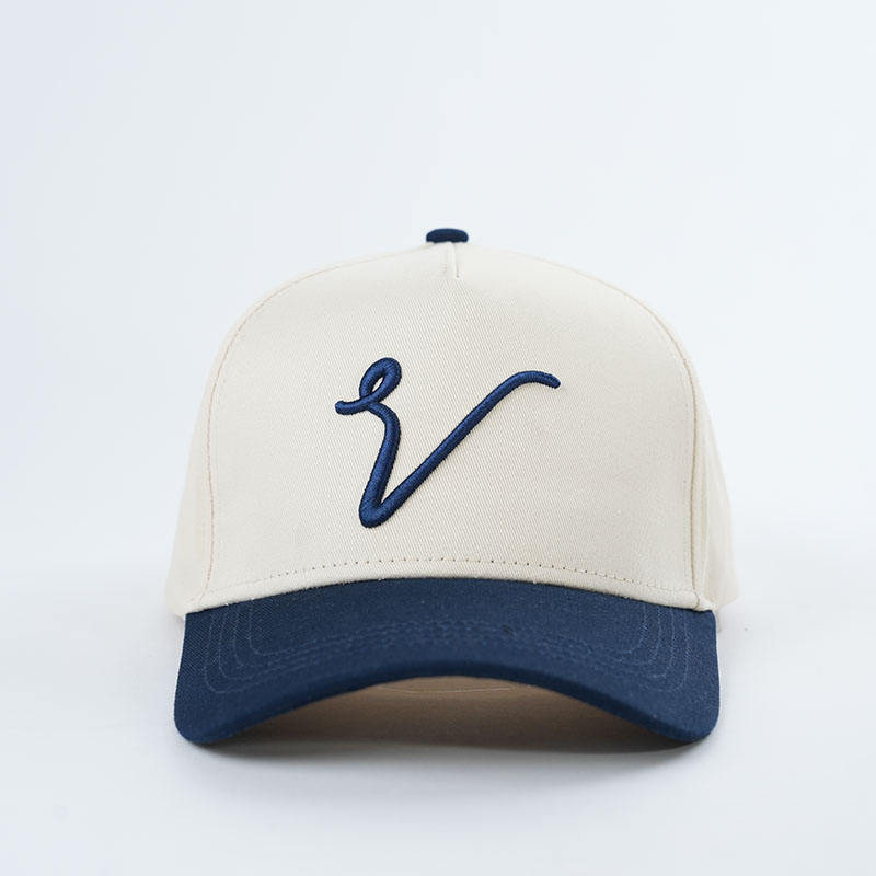 Two-Tone Cotton Twill Baseball Cap with Raised Embroidered Front Logo