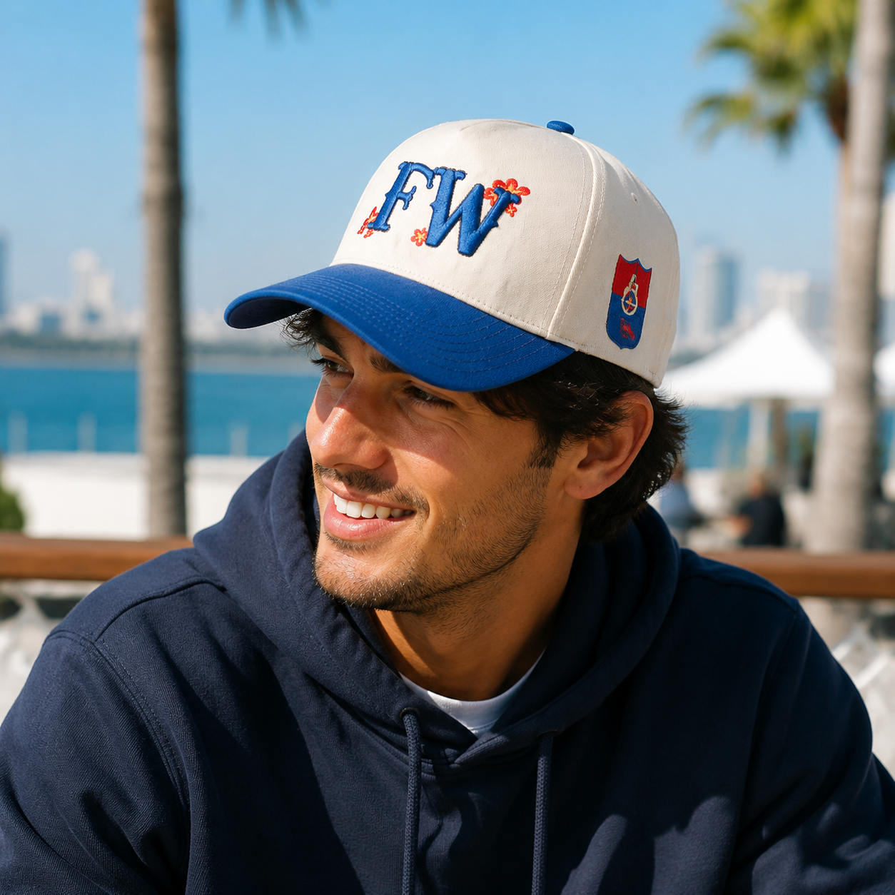 Two Tone Cotton Twill Baseball Cap with Raised CR Embroidery
