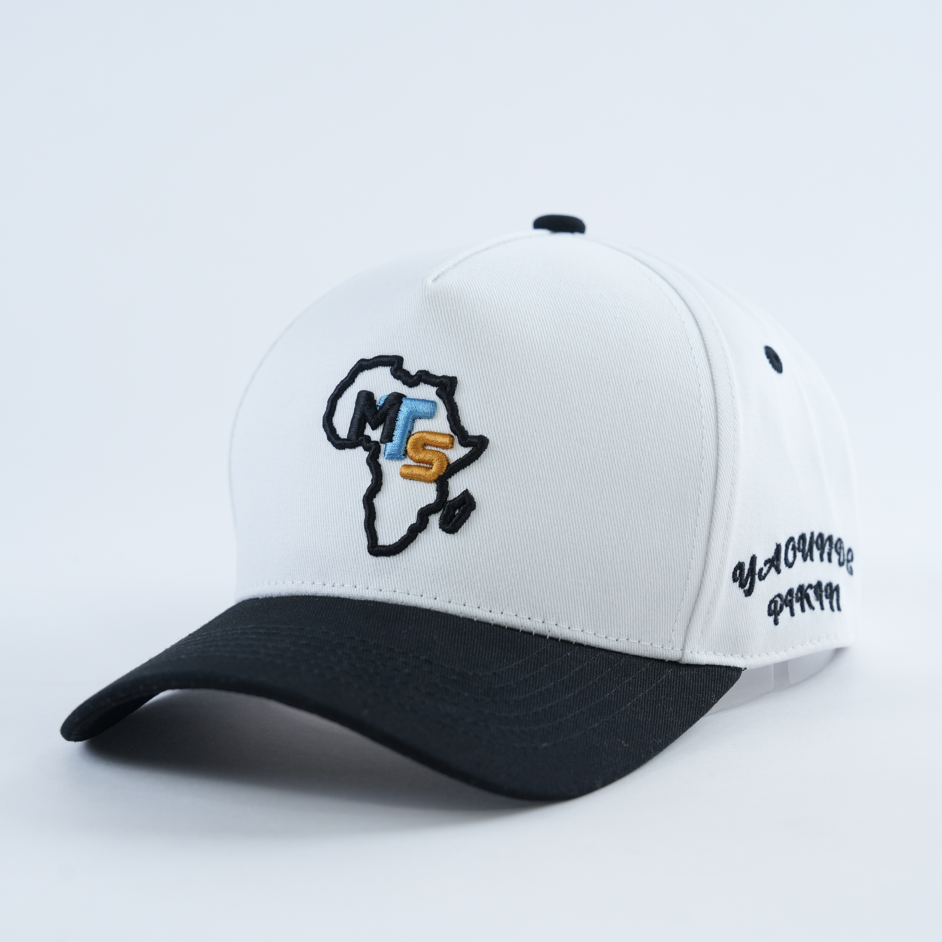 Africa Outline Logo White Black Baseball Cap Embroidered Cotton Twill Hat