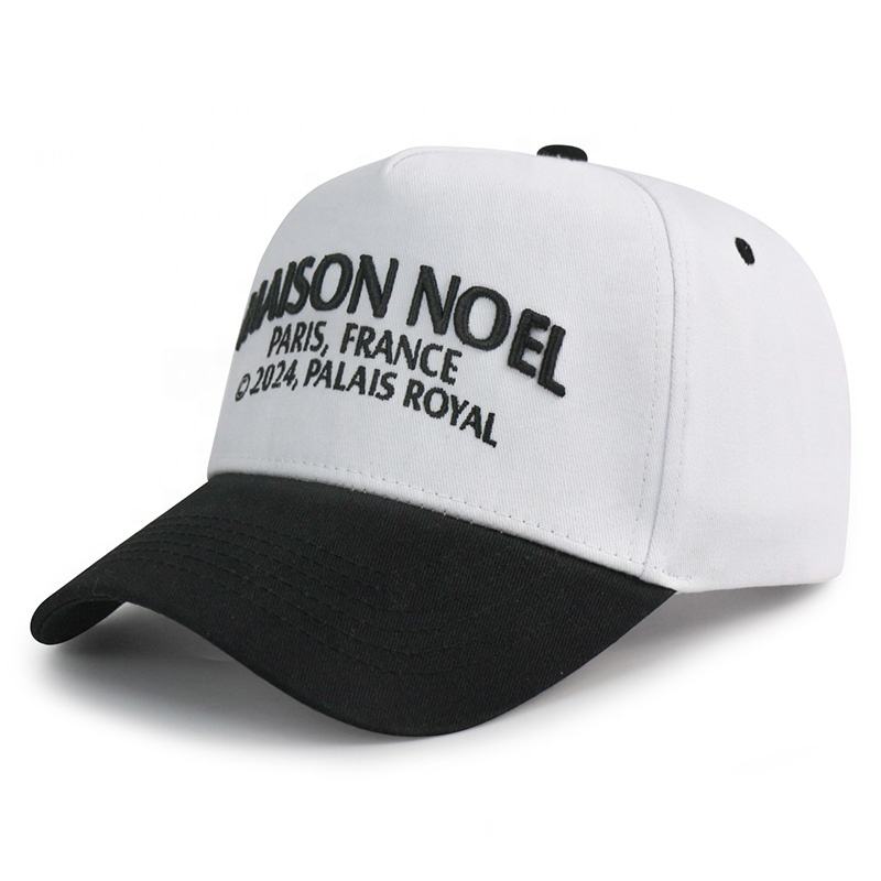 Black White Paris Letter Embroidered Two-Tone Baseball Cap